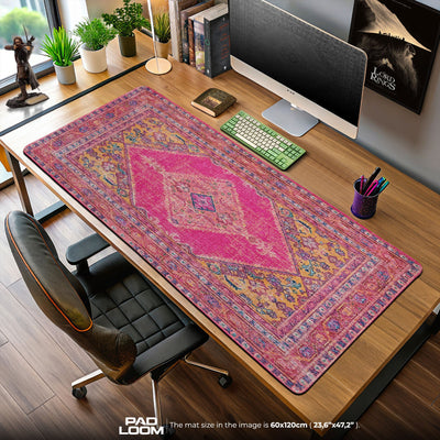 Vintage Pink Medallion Mouse Pad, Artistic Gamer Desk Mat