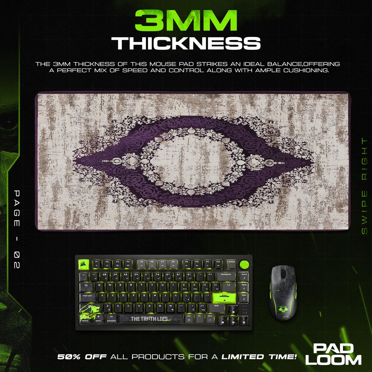 Purple Medallion themed desk mat for Vintage fans
