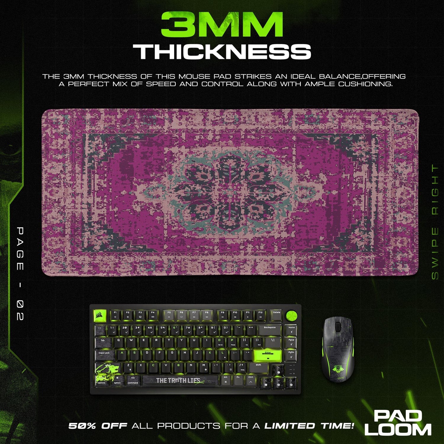 Vintage Purple Medallion Mouse Pad, Artistic Gamer Desk Mat Padloom