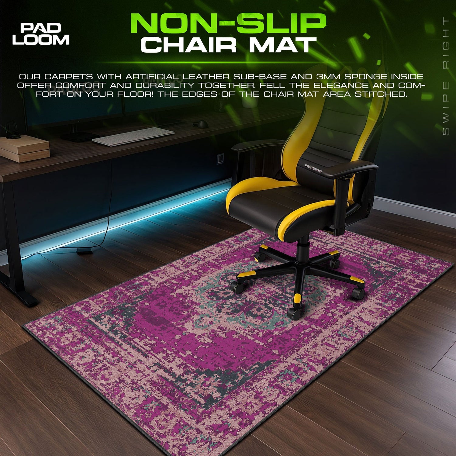 Vintage Purple Medallion Mouse Pad, Artistic Gamer Desk Mat Padloom