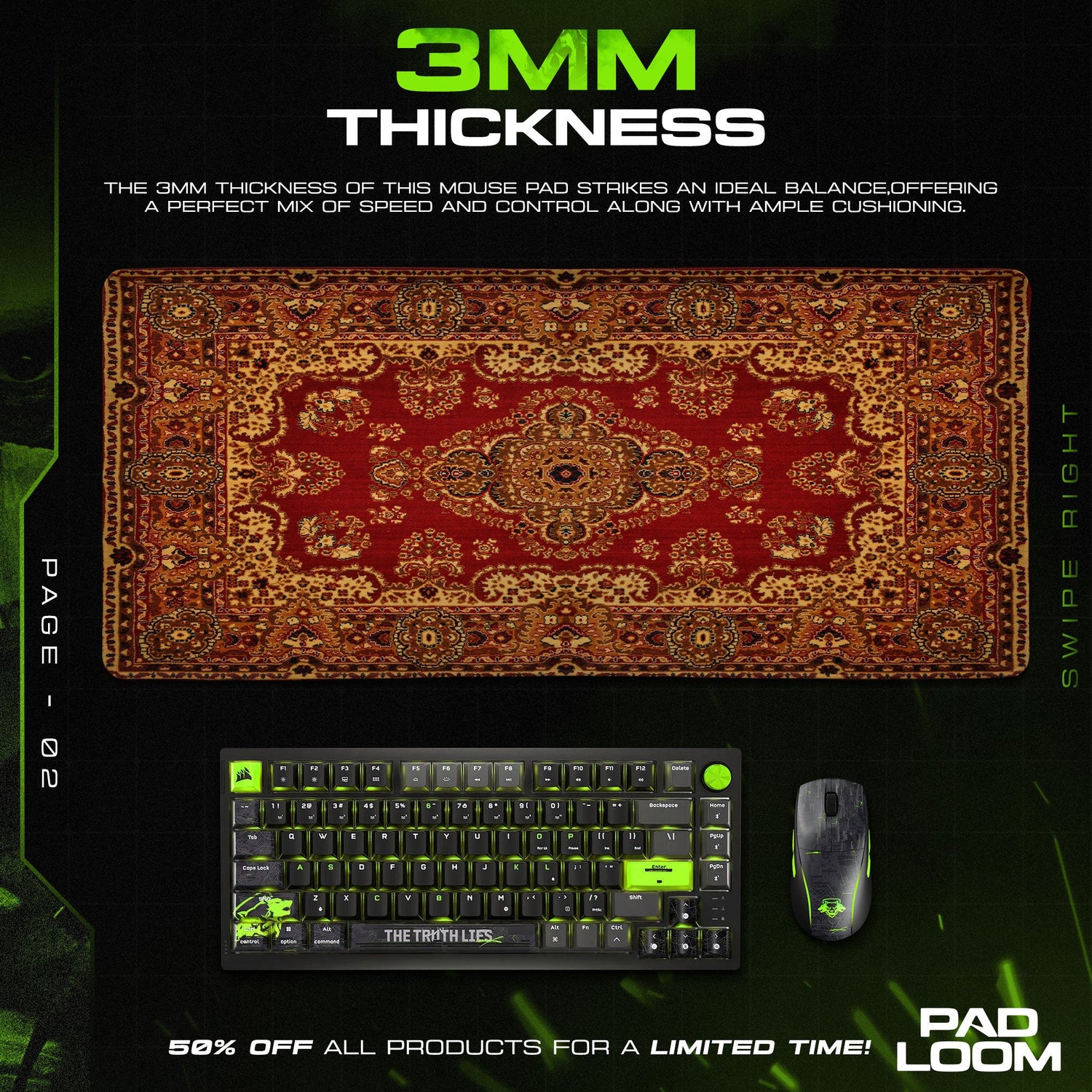 Vintage Red Medallion Mouse Pad, Artistic Gamer Desk Mat Padloom