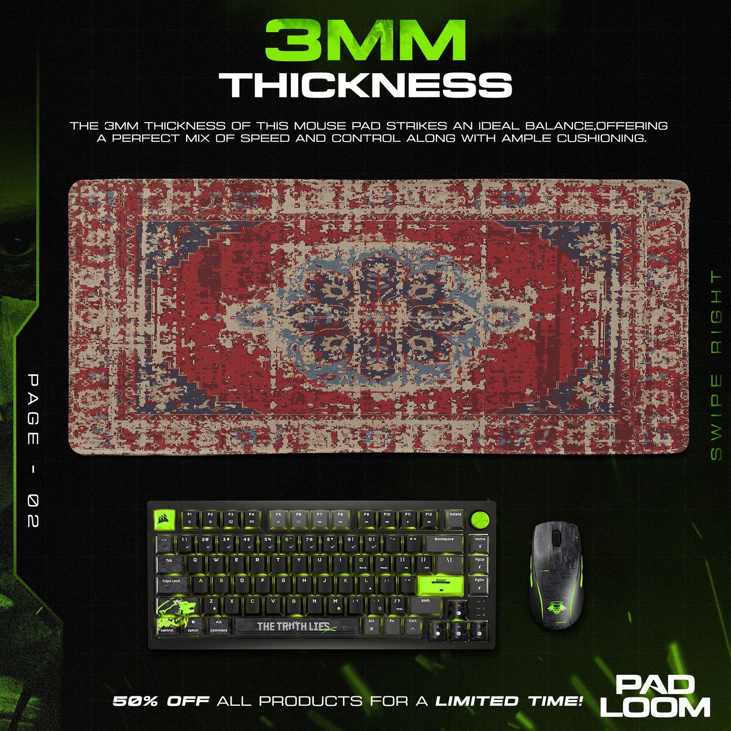Vintage Red Medallion Mouse Pad, Artistic Gamer Desk Mat Padloom