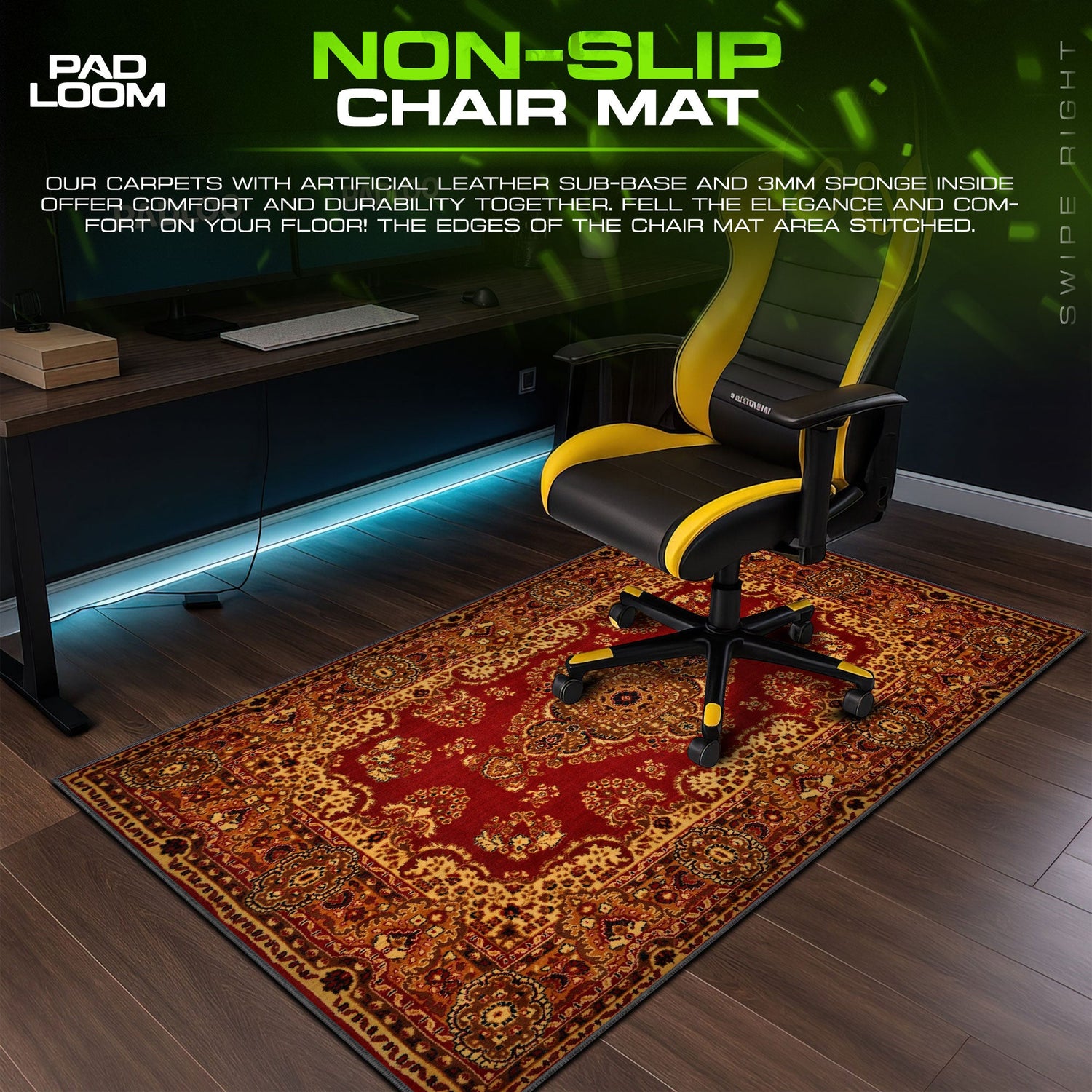 Vintage Red Medallion Mouse Pad, Artistic Gamer Desk Mat Padloom