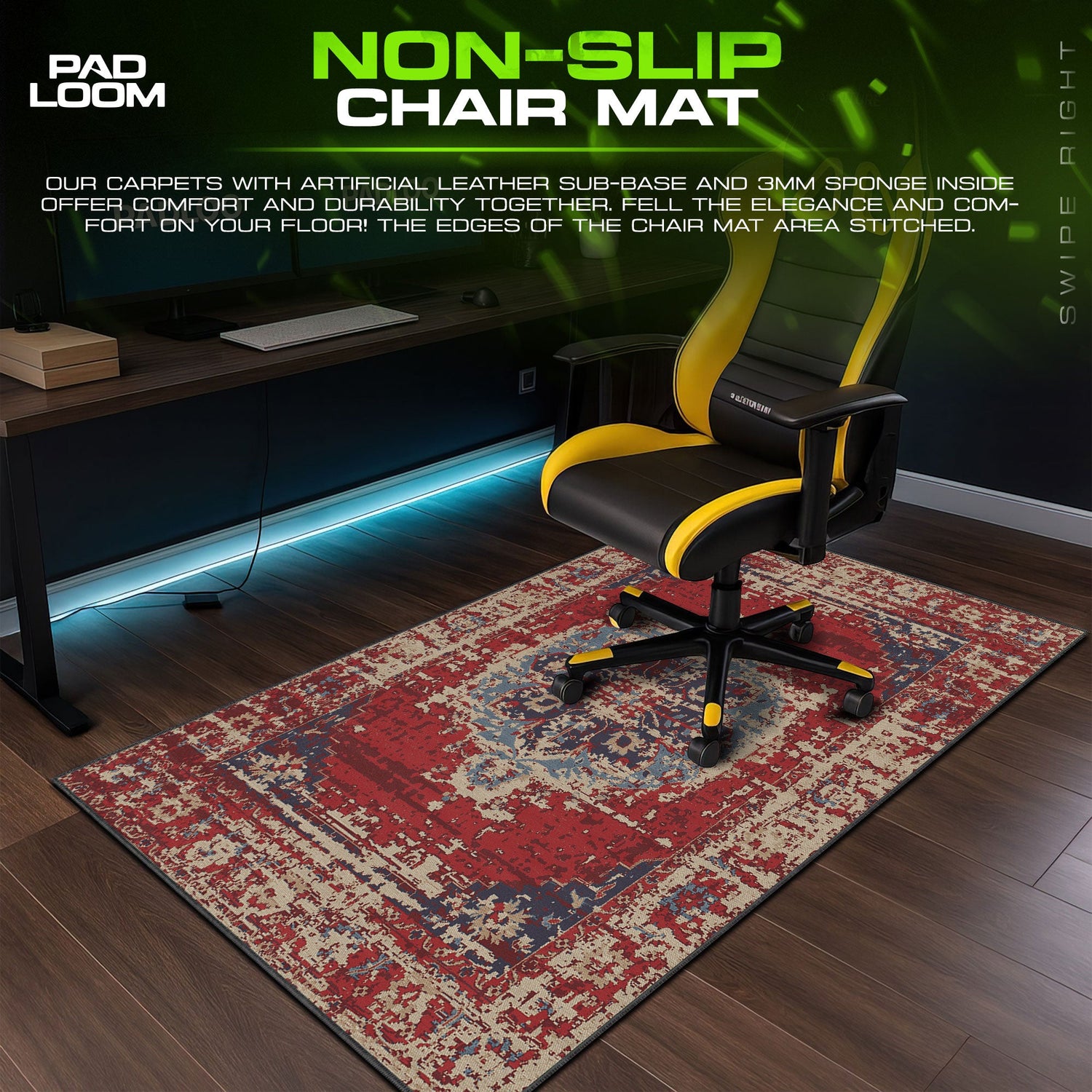 Vintage Red Medallion Mouse Pad, Artistic Gamer Desk Mat Padloom