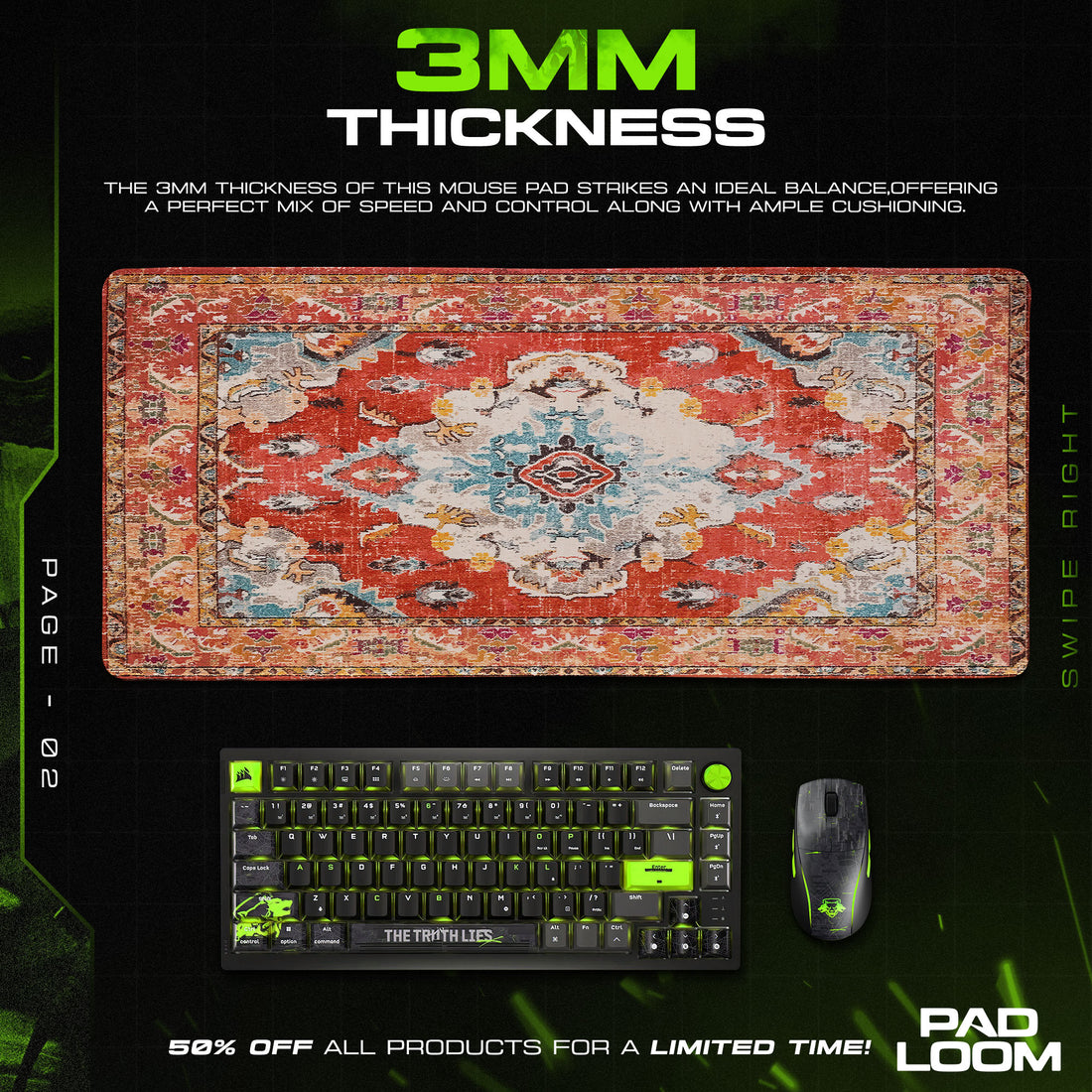 Vintage Rust Medallion Mouse Pad, Artistic Gamer Desk Mat