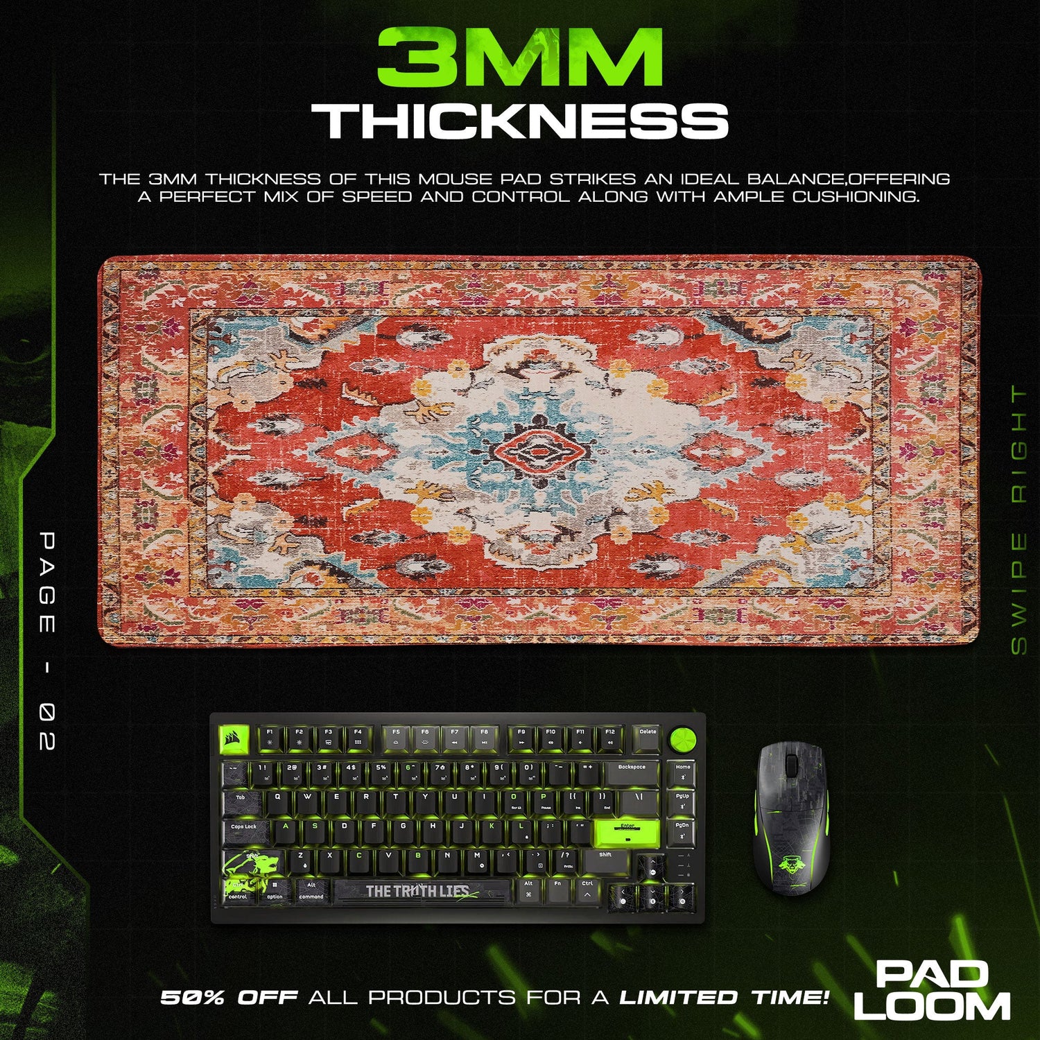 Vintage Rust Medallion Mouse Pad, Artistic Gamer Desk Mat Padloom