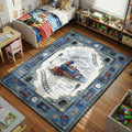 vintage steam train locomotive railway kids bedroom area rug