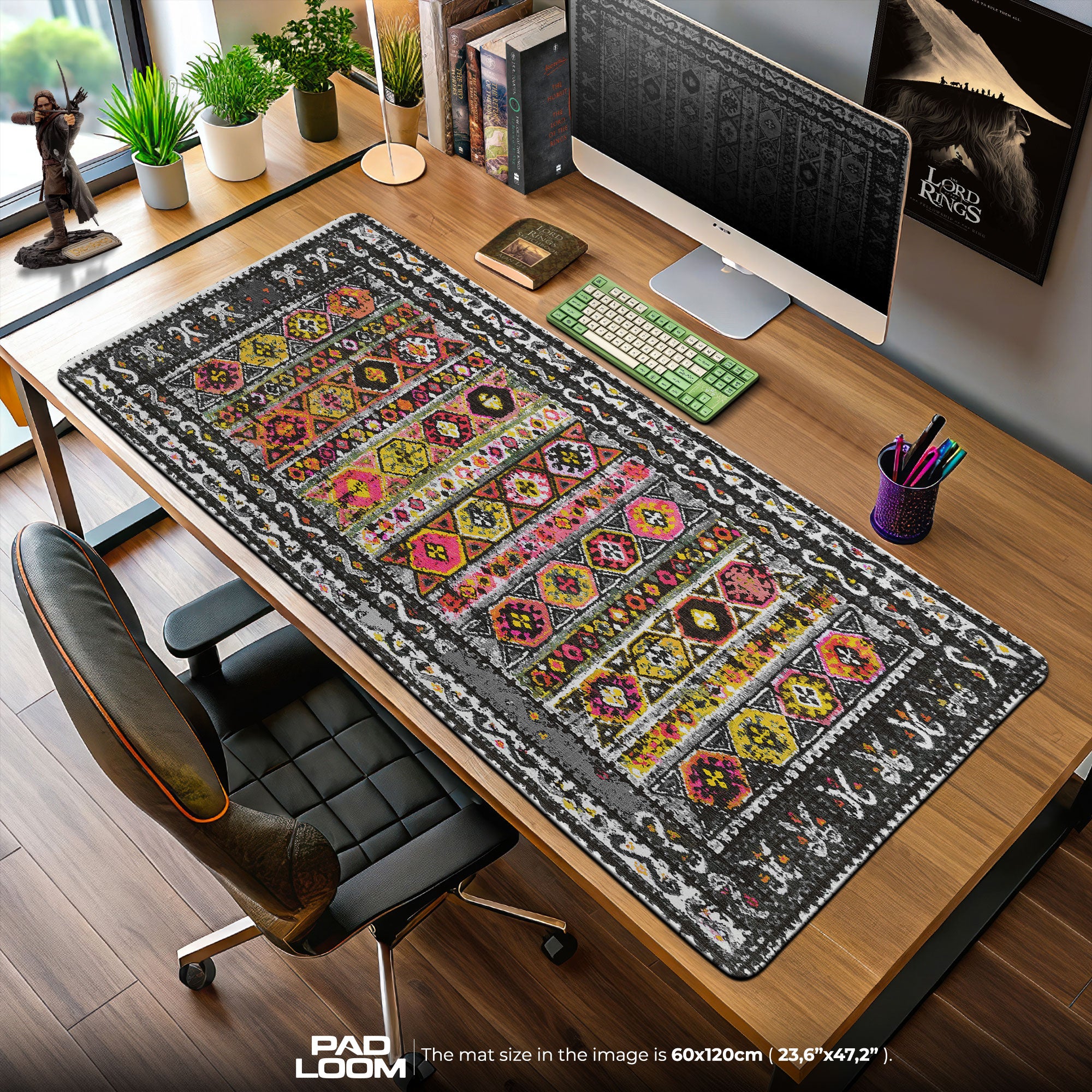 Vintage Tribal Streifen Mauspad, Künstlerische Gamer Schreibtischmatte