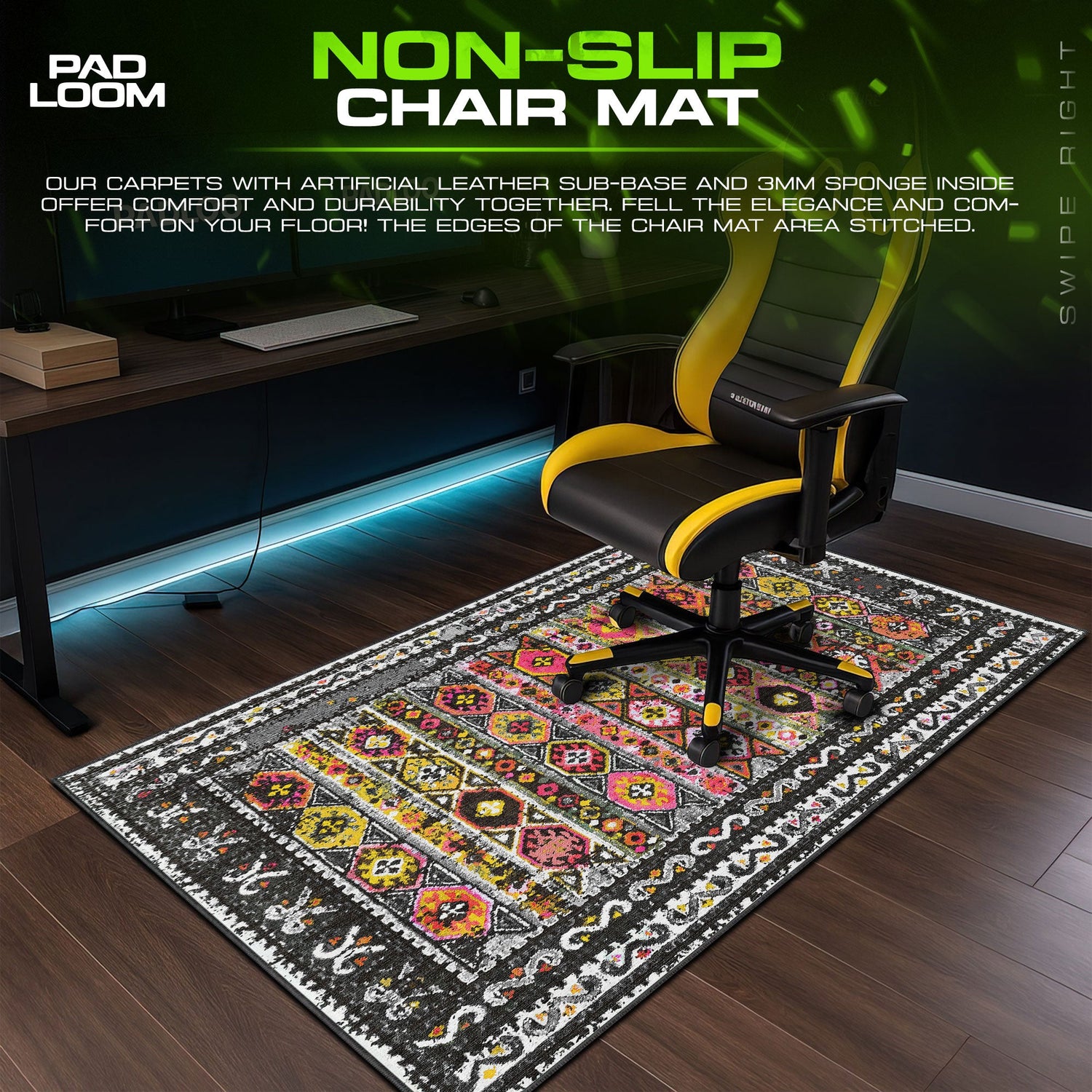 Vintage Tribal Stripe Mouse Pad, Artistic Gamer Desk Mat Padloom