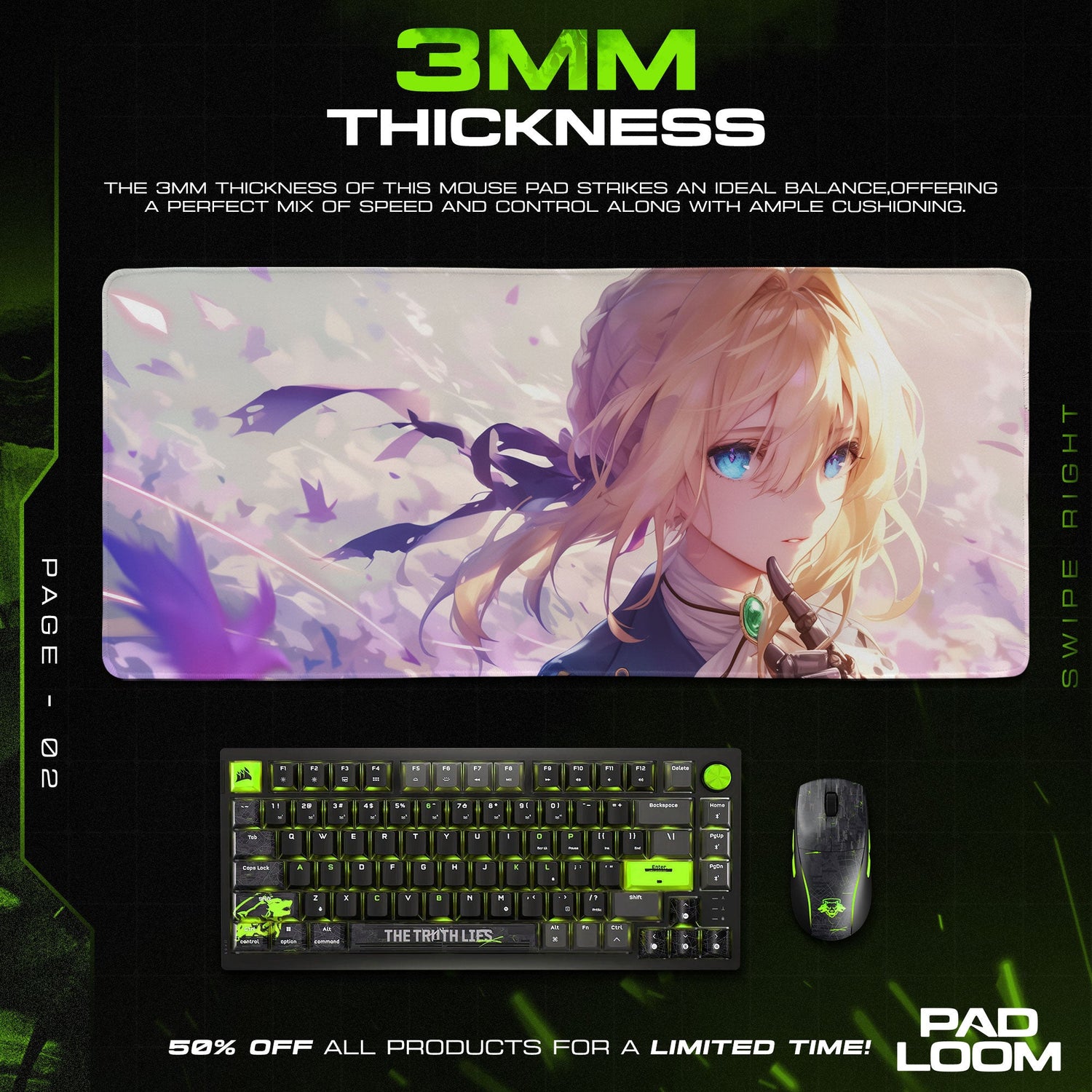Violet Evergarden Mouse Pad, Blossom Scene Gaming Desk Mat Padloom