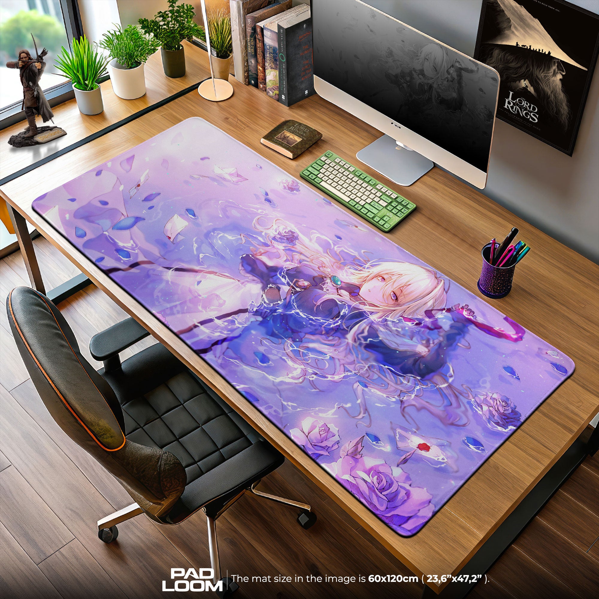 Violet Water Garden Mouse Pad, Violet Evergarden Gaming Mouse Pad