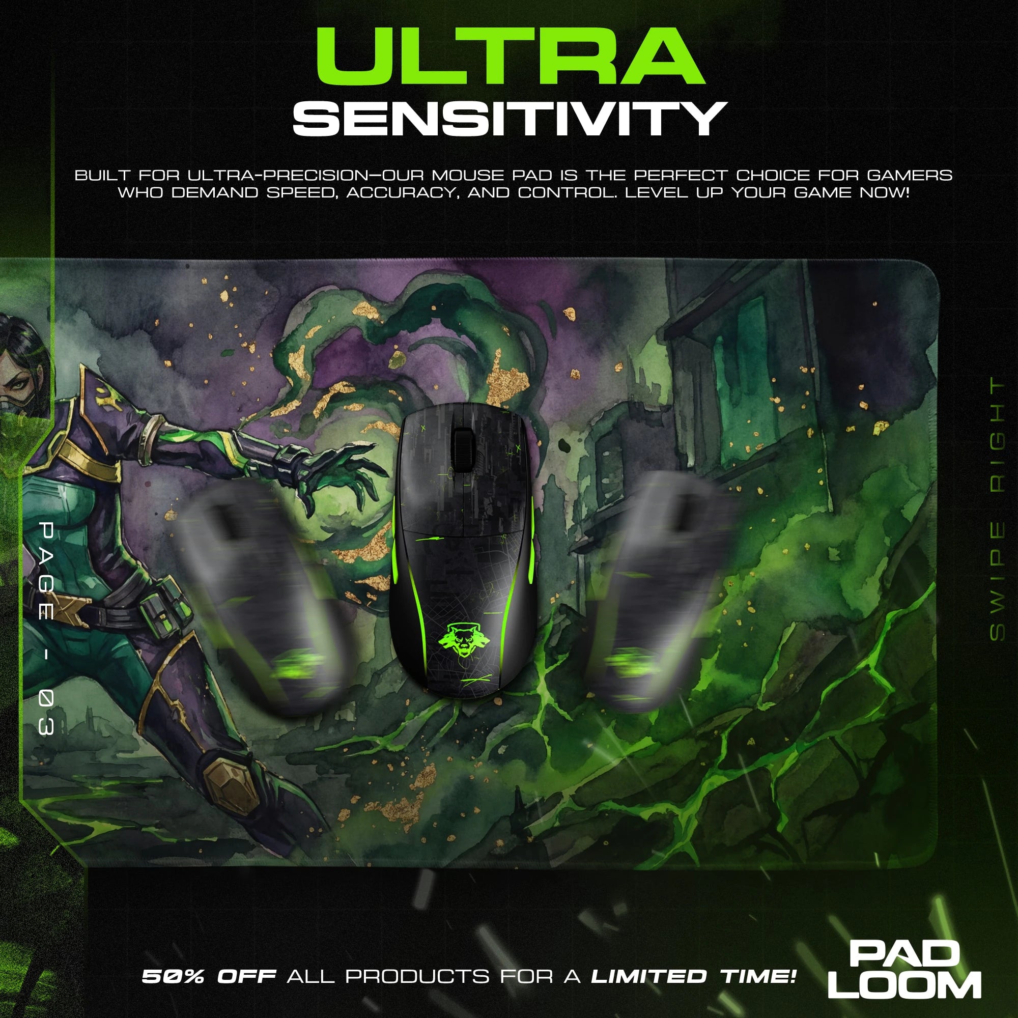 Viper Toxic Screen Mouse Pad - Valorant Desk Mat
