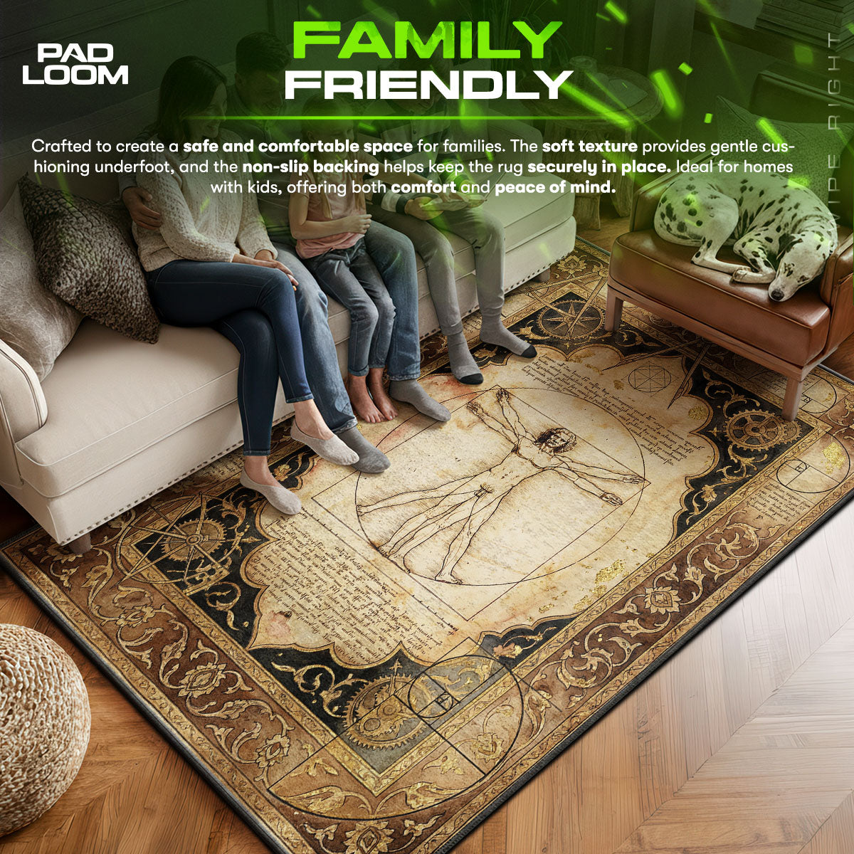 Area character design printed on rug
