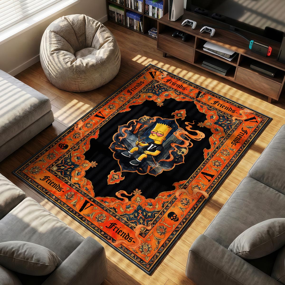 Vlone Friends themed area rug for home decor fans