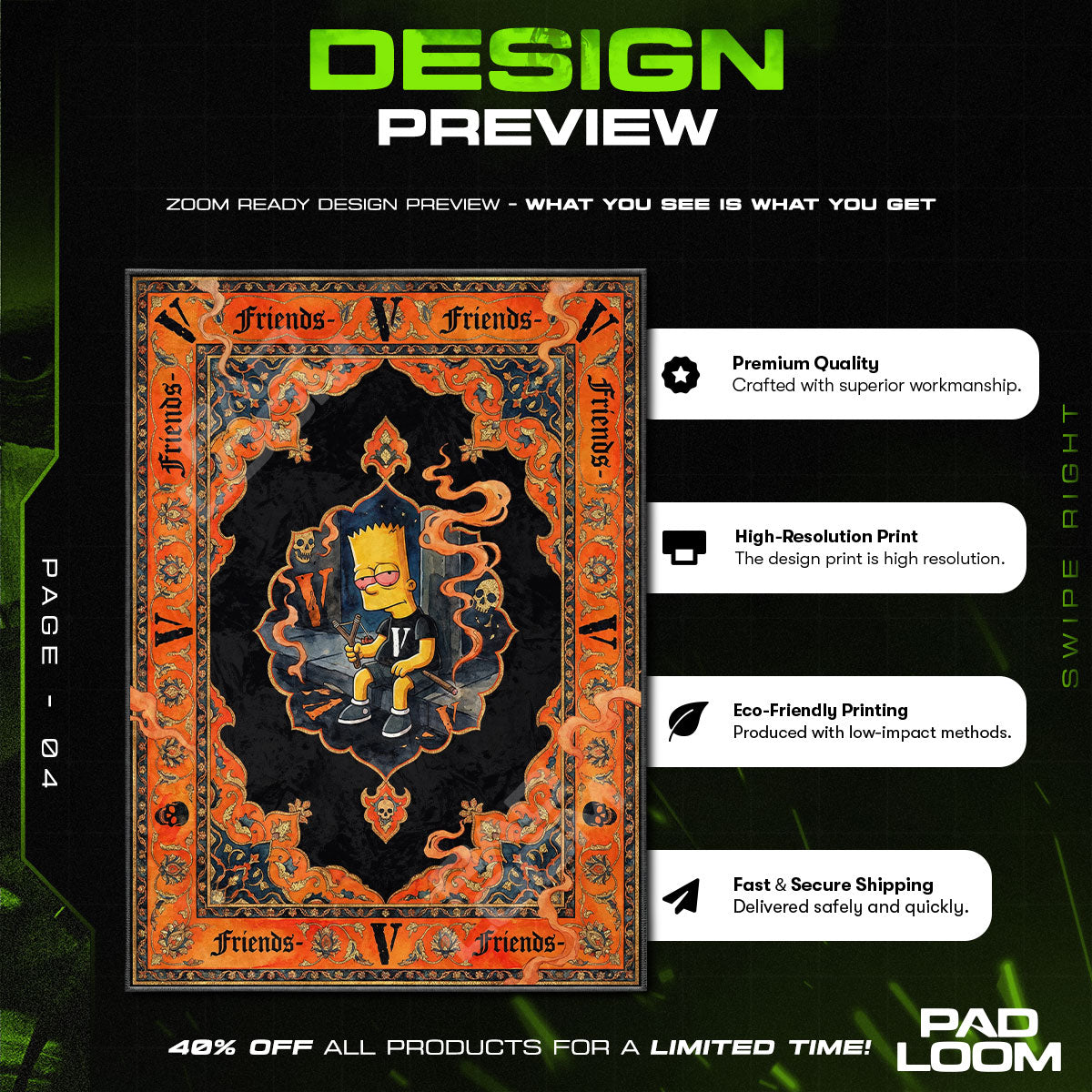 Floor character design printed on rug