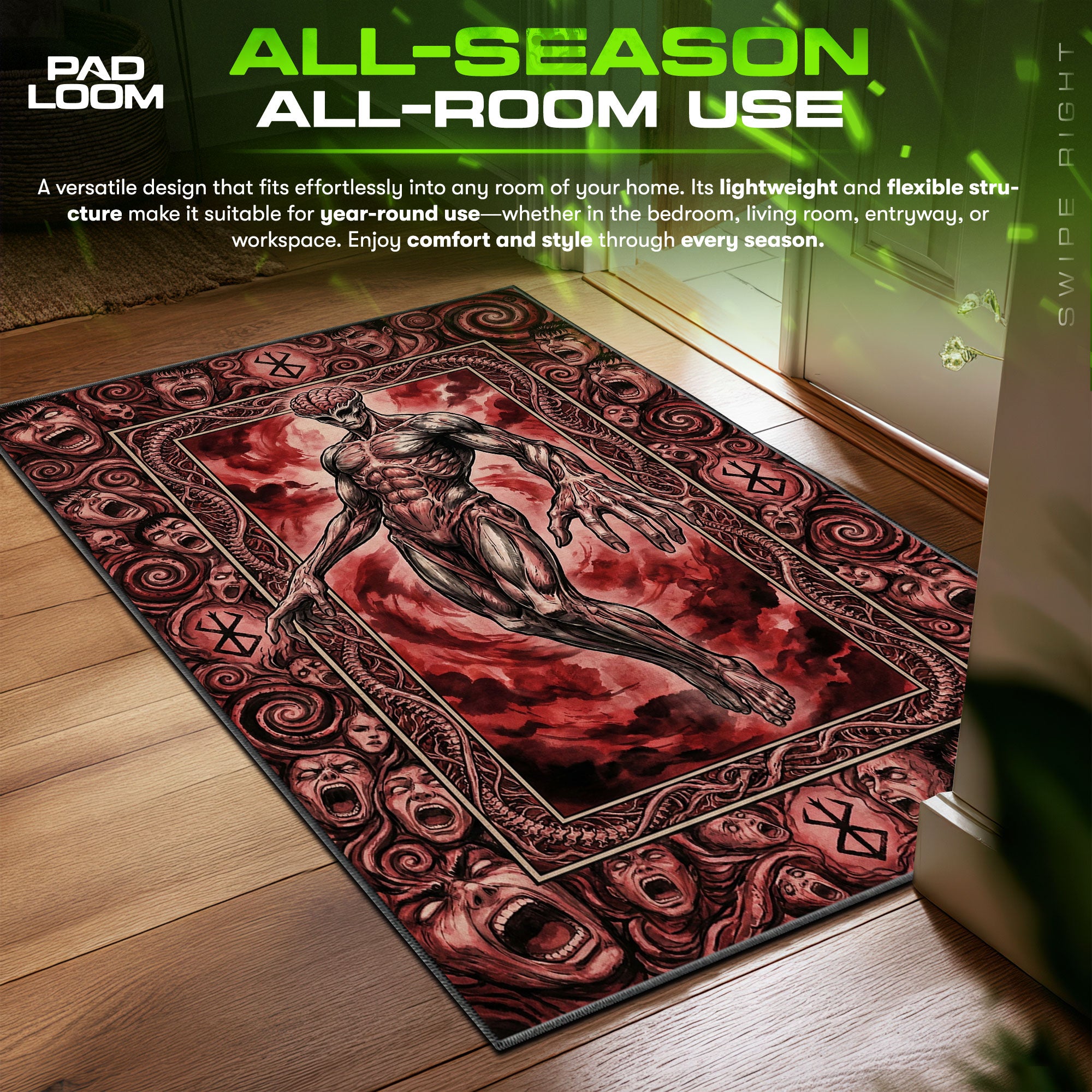 Void God Hand Eclipse Berserk Chair fan rug — premium quality print