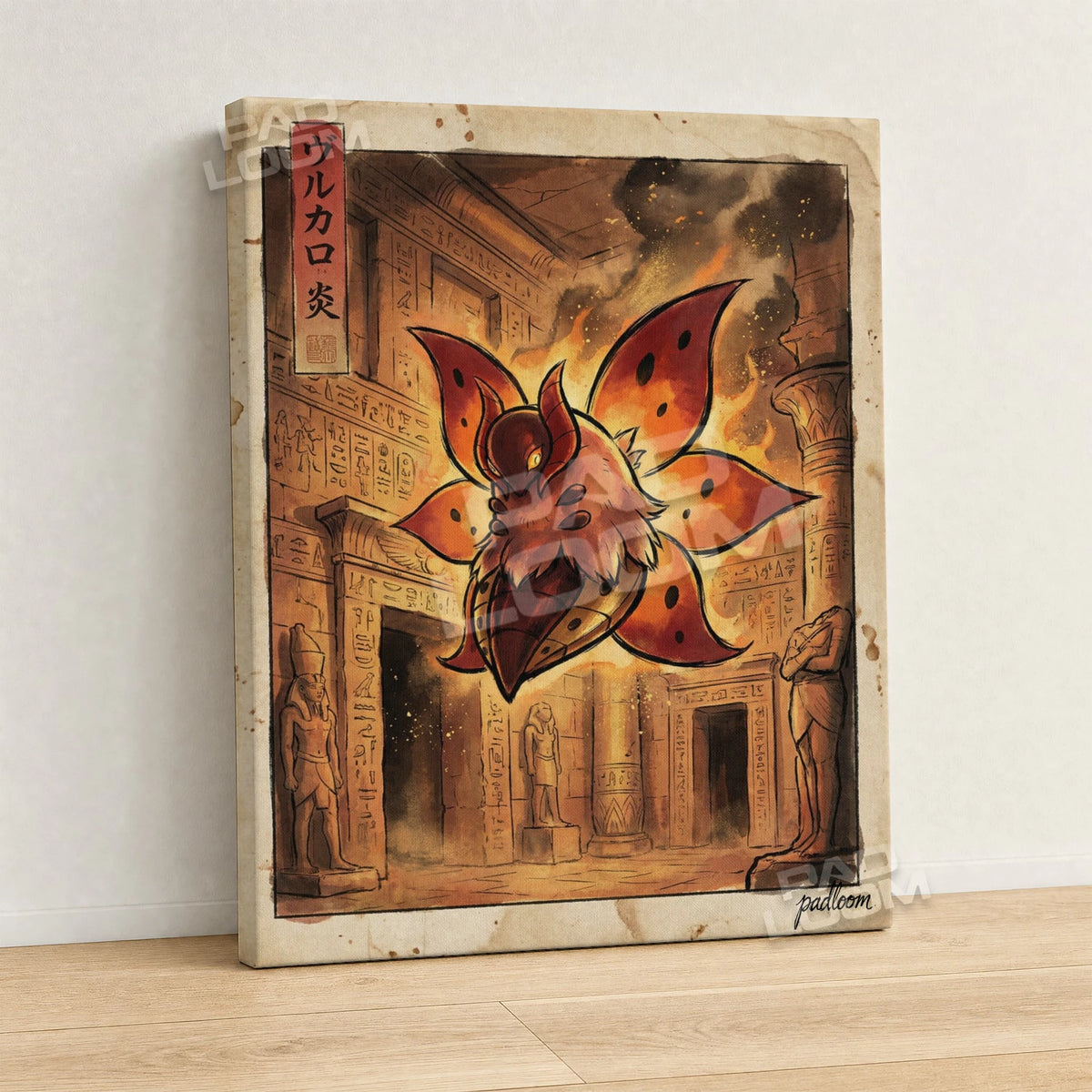 Volcarona Temple Pokemon canvas wall art - gallery-wrapped canvas print, side view