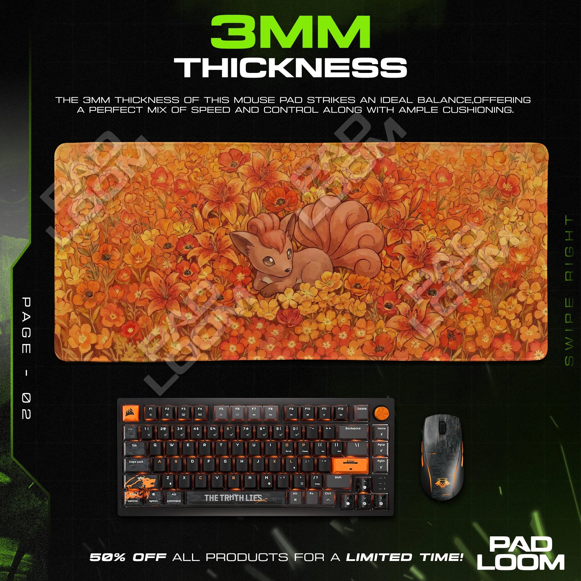 Vulpix Ember Blossom Mouse Pad - Pokémon Desk Mat