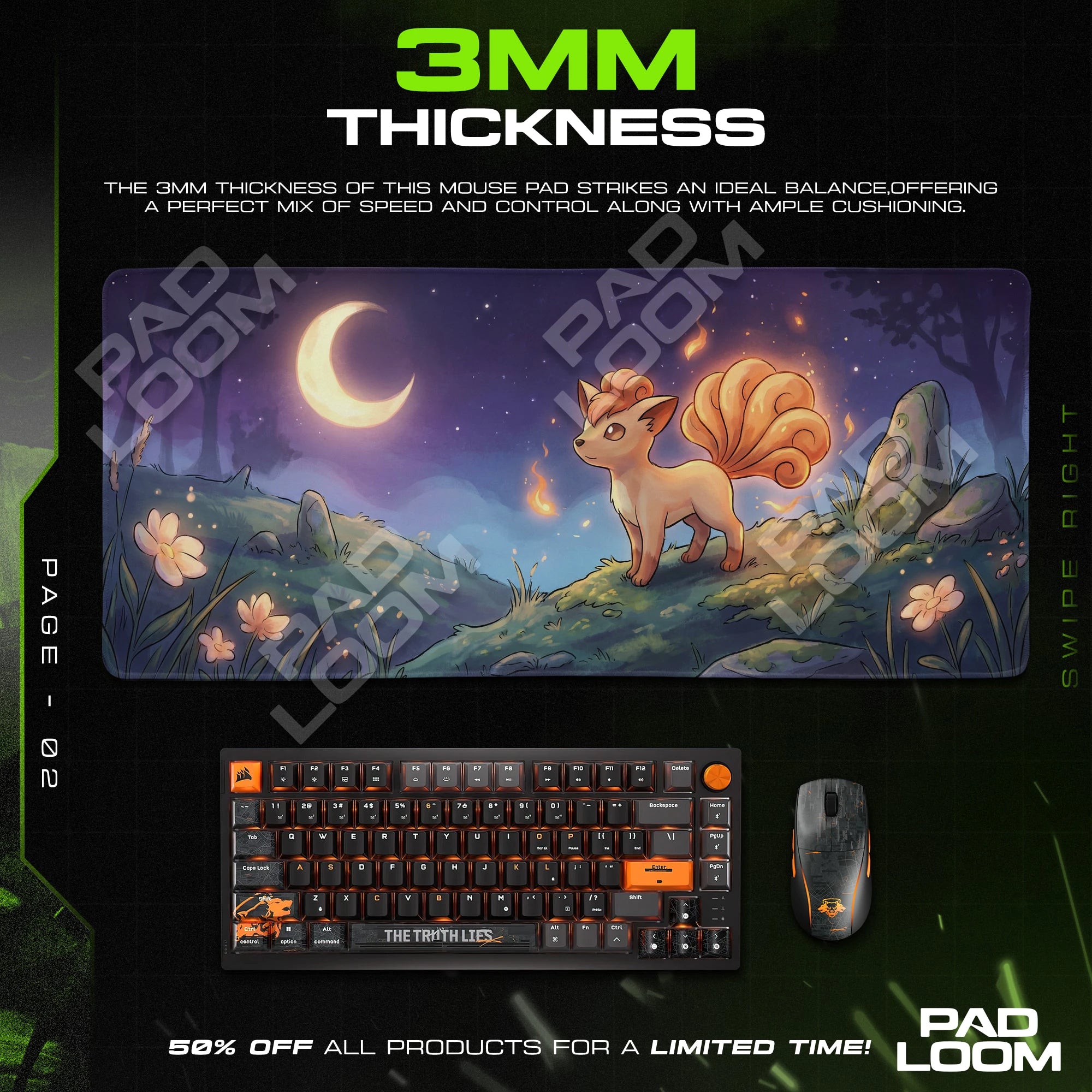 Vulpix Moonlit Meadow Mouse Pad - Pokémon Desk Mat