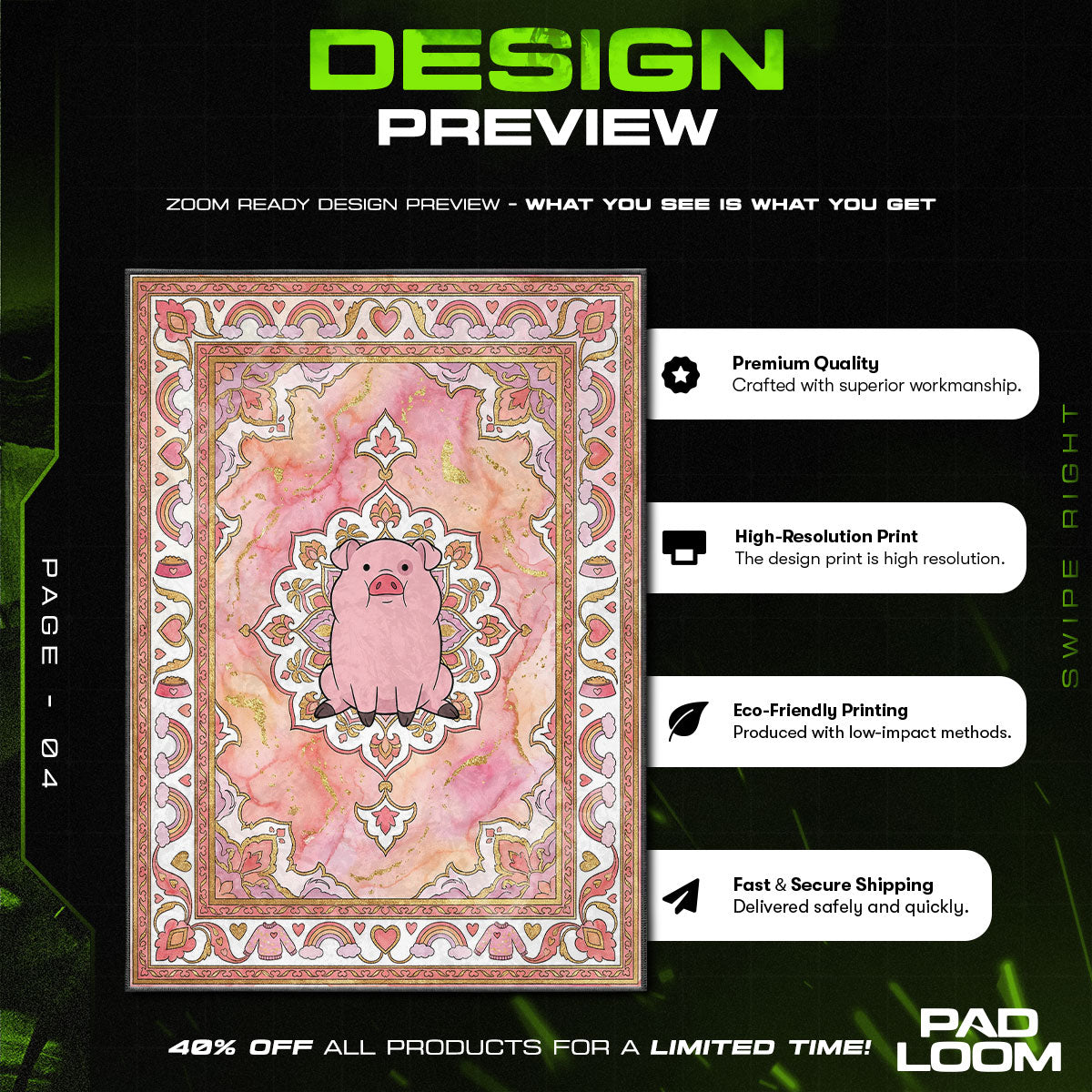 Waddles Pig Gravity Falls Cartoon Area rug — main product view