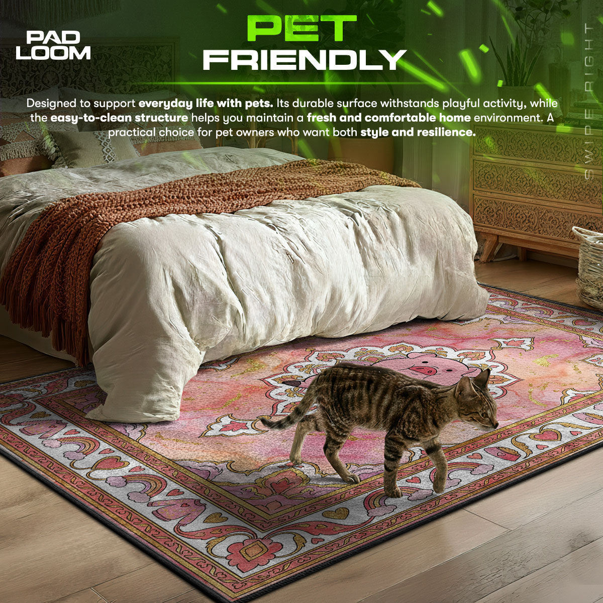 Waddles Pig themed area rug for home decor fans