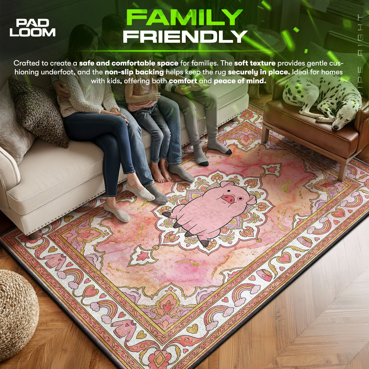 Area character design printed on rug