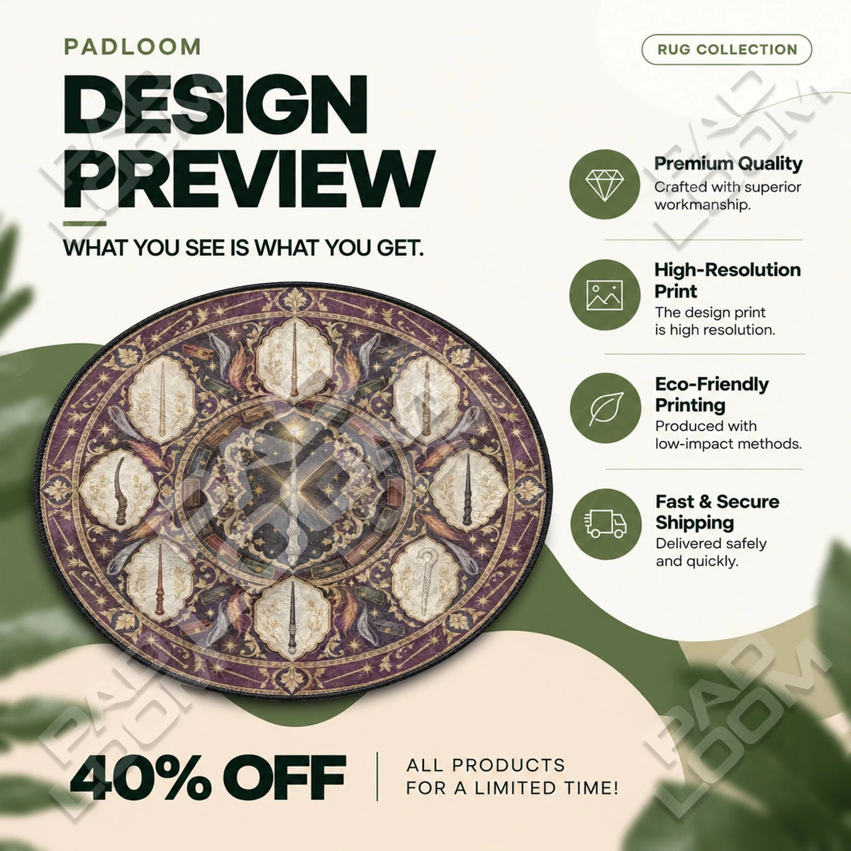 Wand Medallion Round Rug - Harry Potter Chair Mat