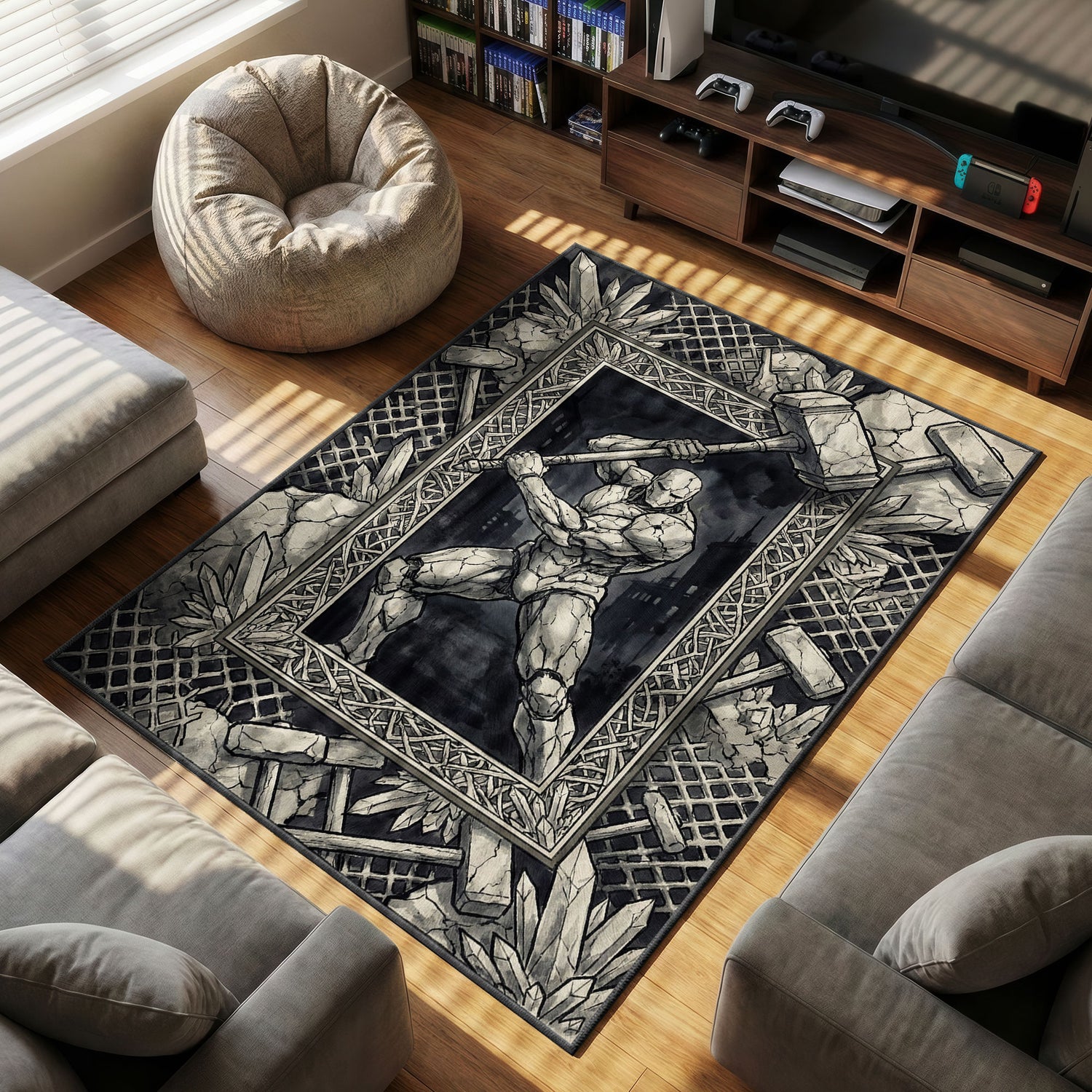 War Hammer Titan Crystal Art Rug - Attack on Titan Chair Mat