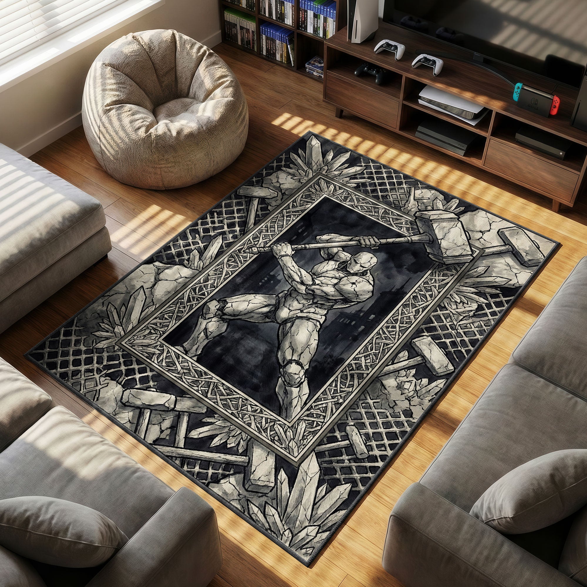 War Hammer Titan Crystal Art Rug - Attack on Titan Chair Mat
