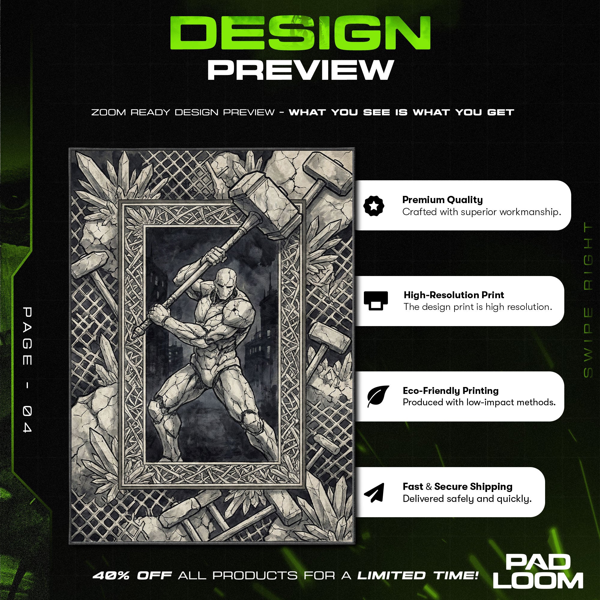 War Hammer Titan Crystal Art Rug - Attack on Titan Chair Mat