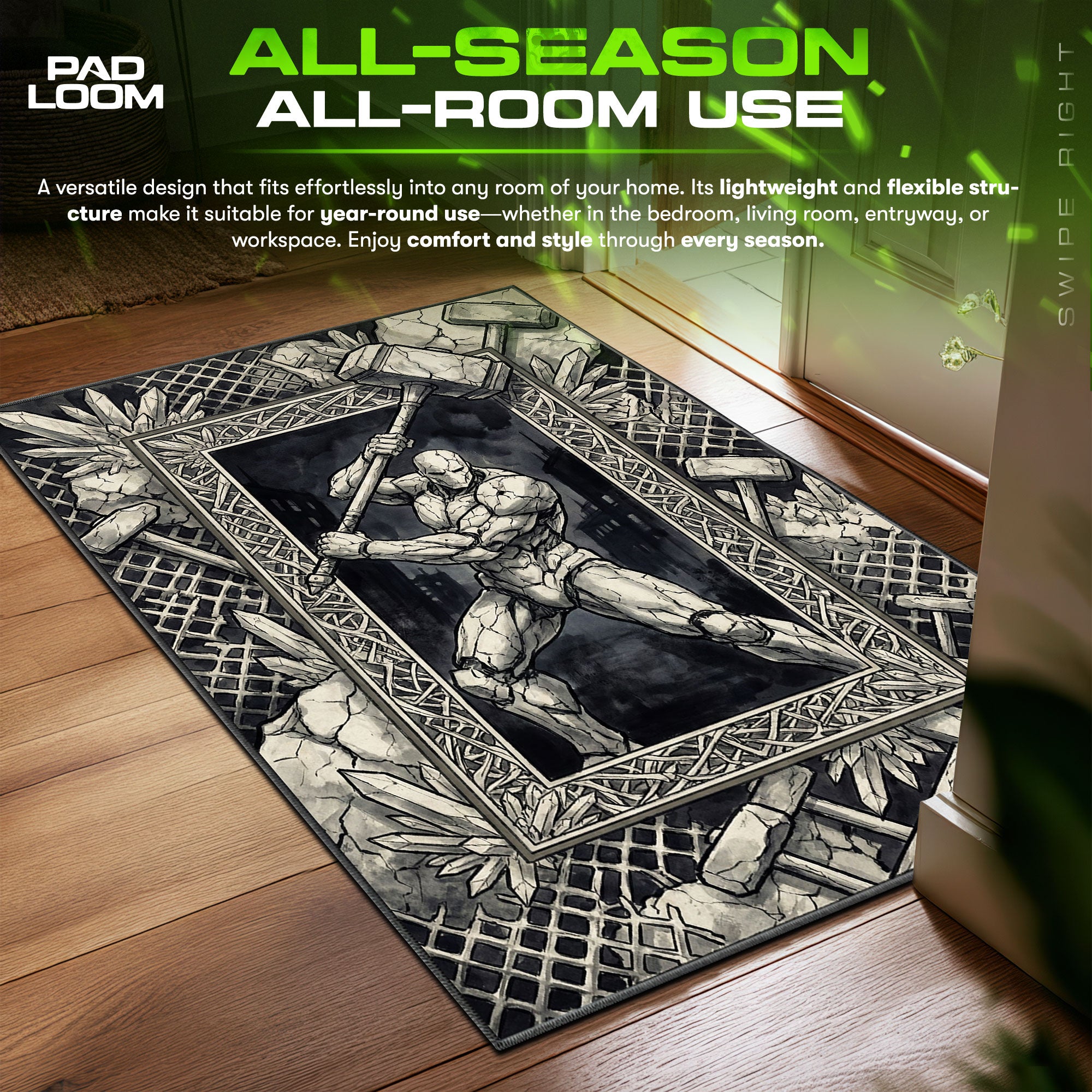 War Hammer Titan Crystal Art Rug - Attack on Titan Chair Mat