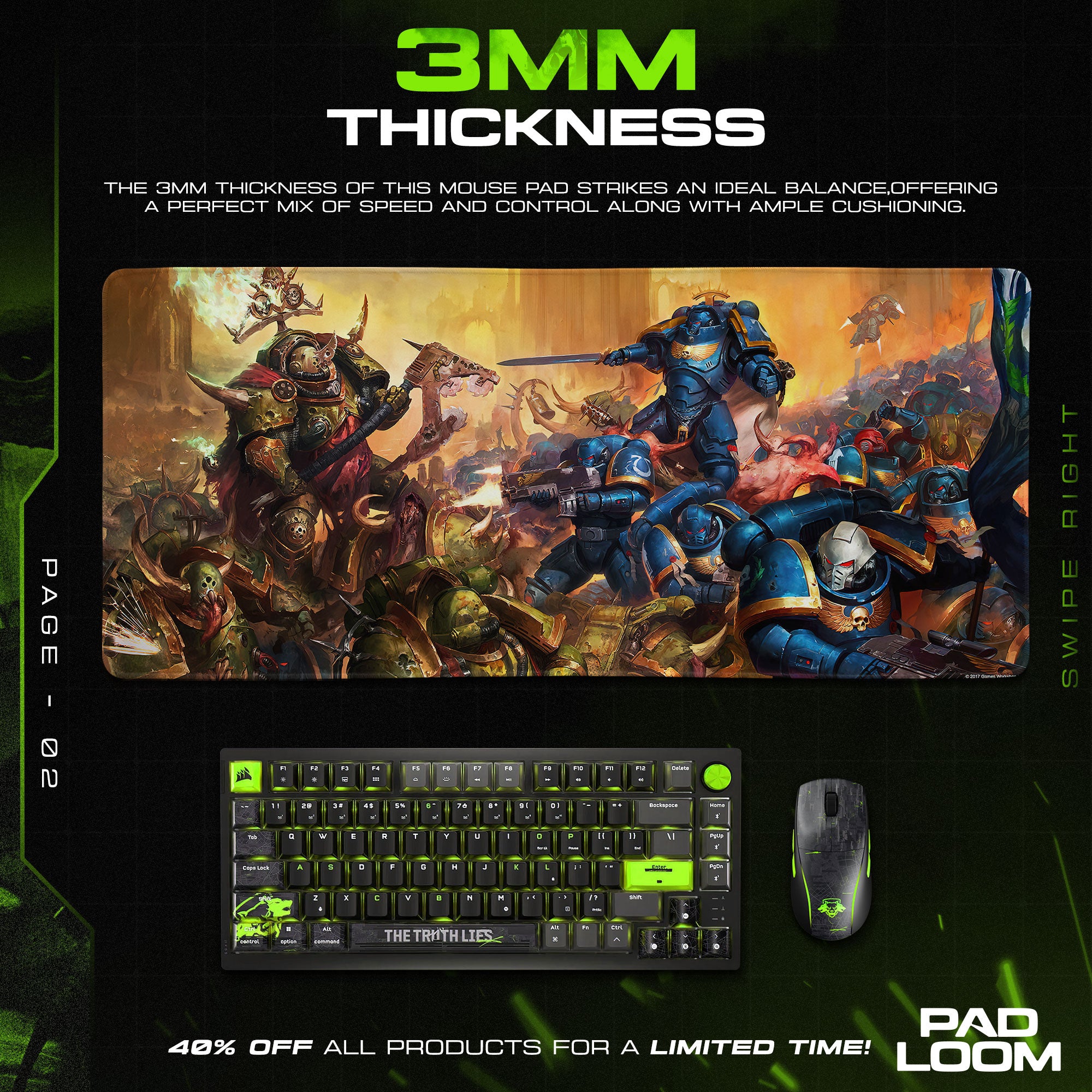 Warhammer 40K Battle Mouse Pad, Sci-Fi Gaming Desk Mat