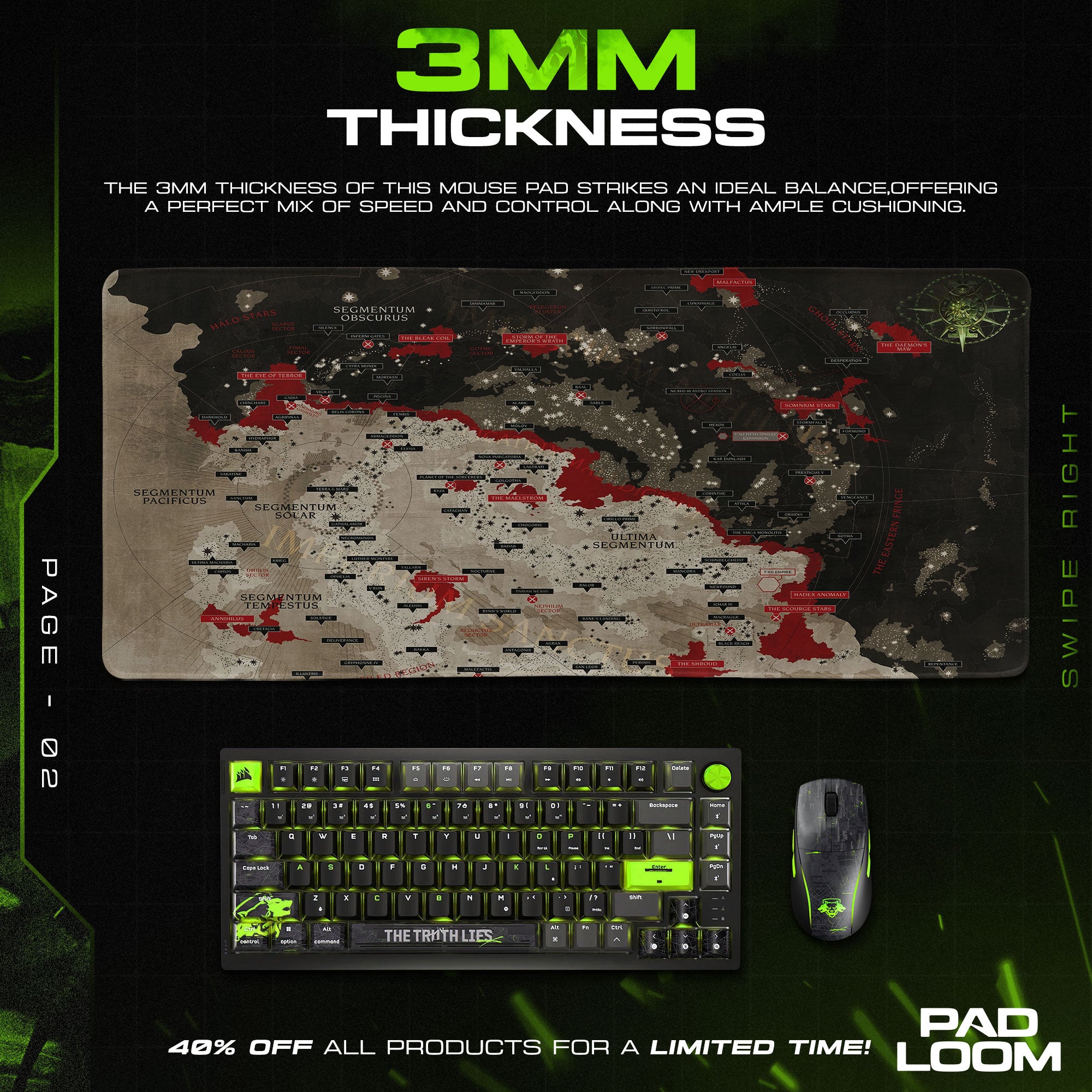 Warhammer 40K Galaxy Map Mauspad, Taktische Gaming-Schreibtischmatte