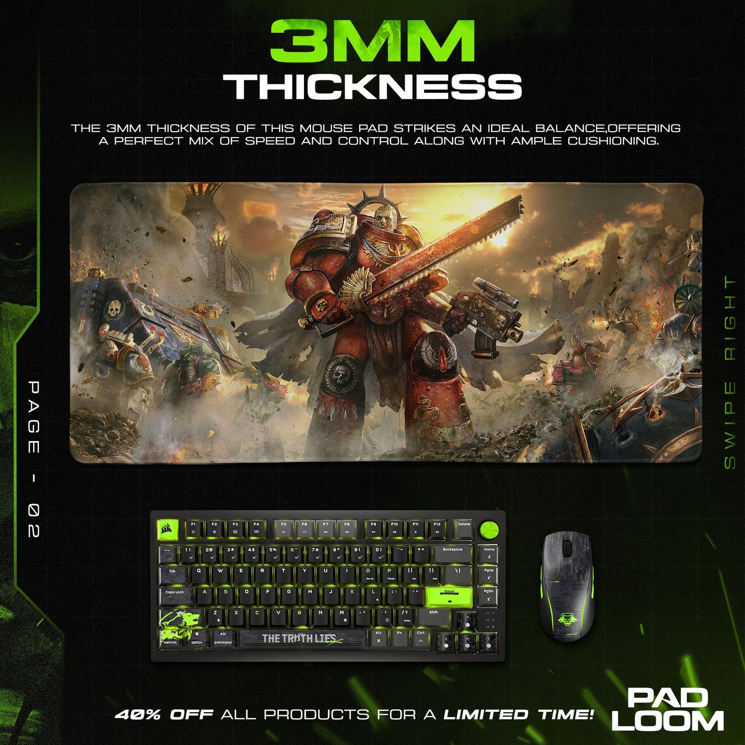 Warhammer 40K Mouse Pad, Space Marine Gaming Desk Mat Padloom