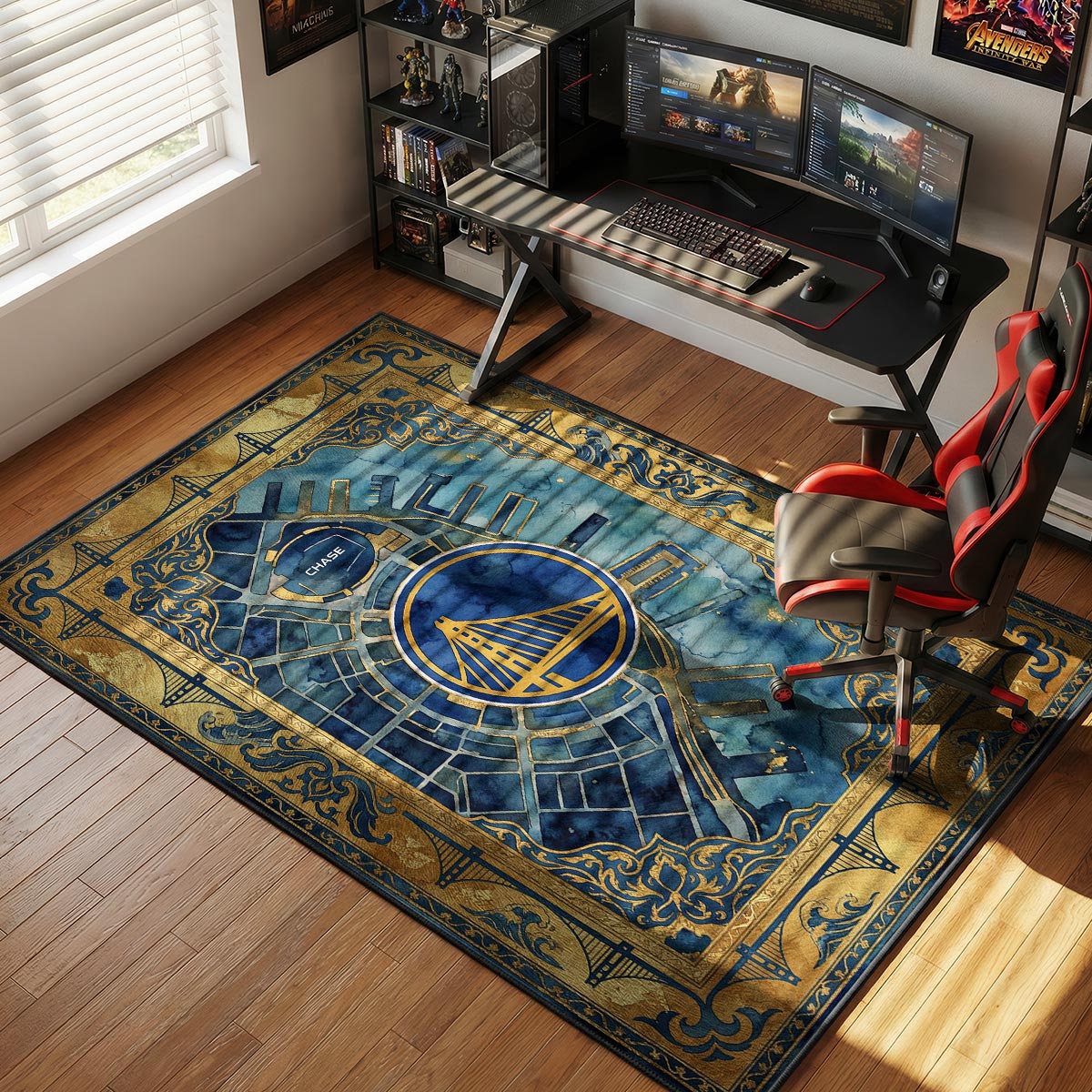 Warriors Map Basketball Floor Ma rug — main product view