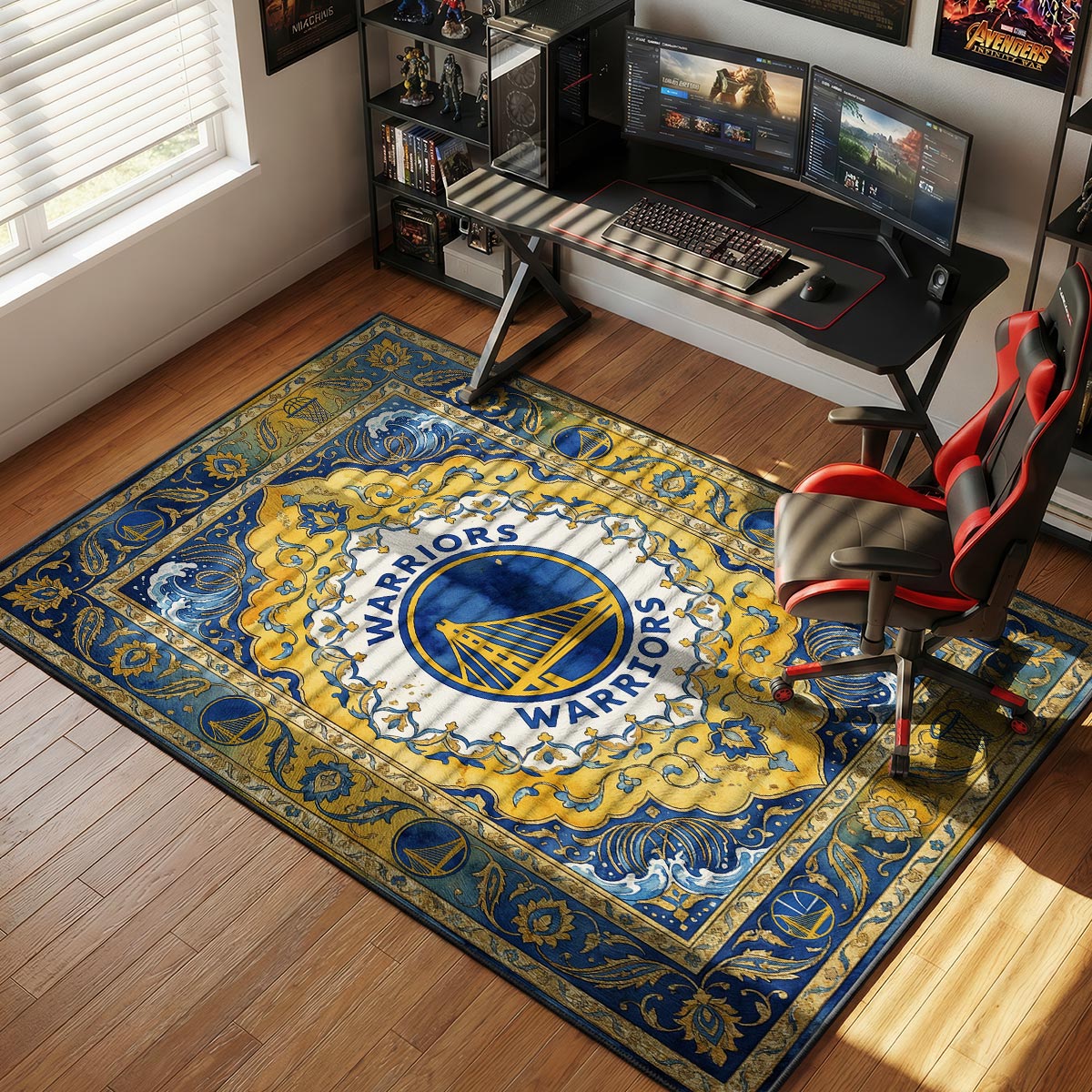 Warriors Ornate Basketball Floor rug — main product view