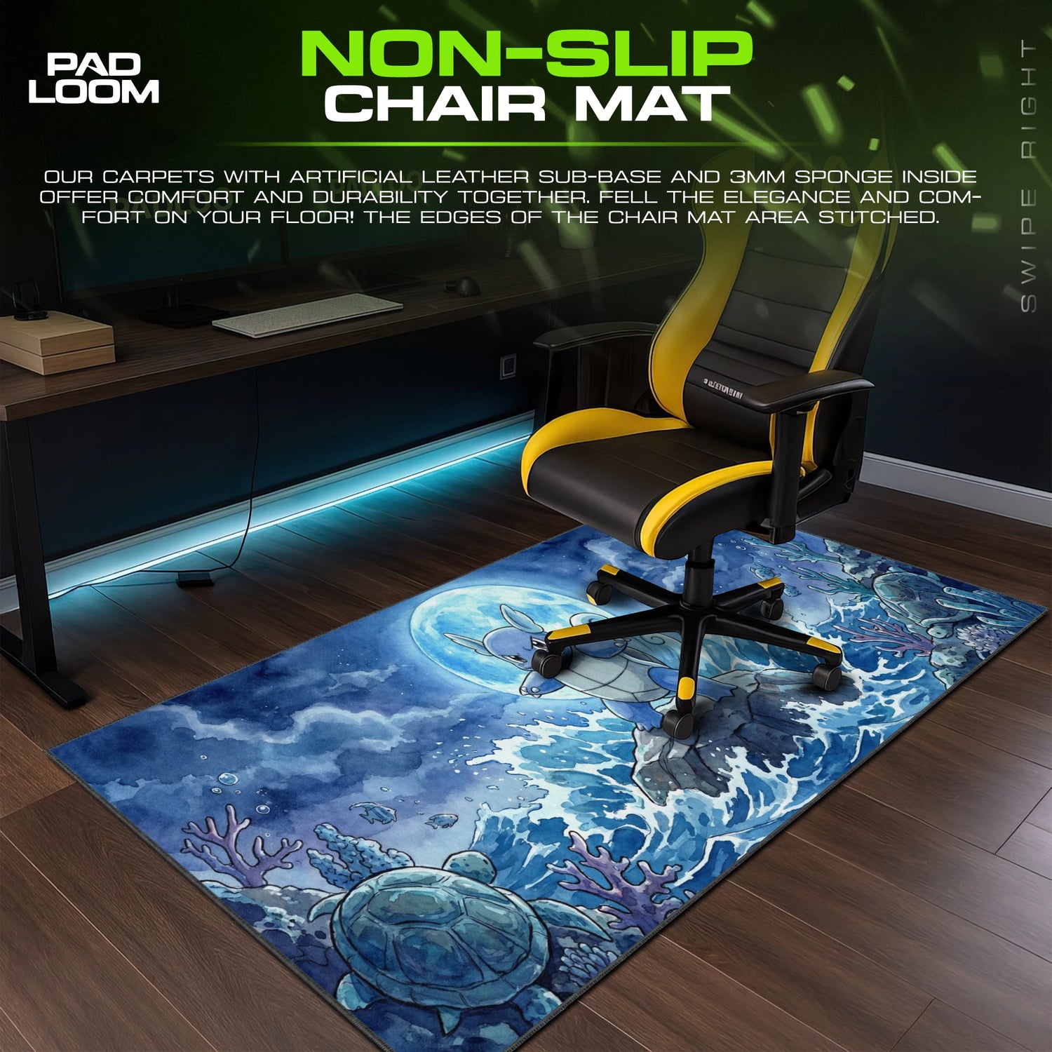 Wartortle Moonlit Surf Mouse Pad - Pokemon Desk Mat