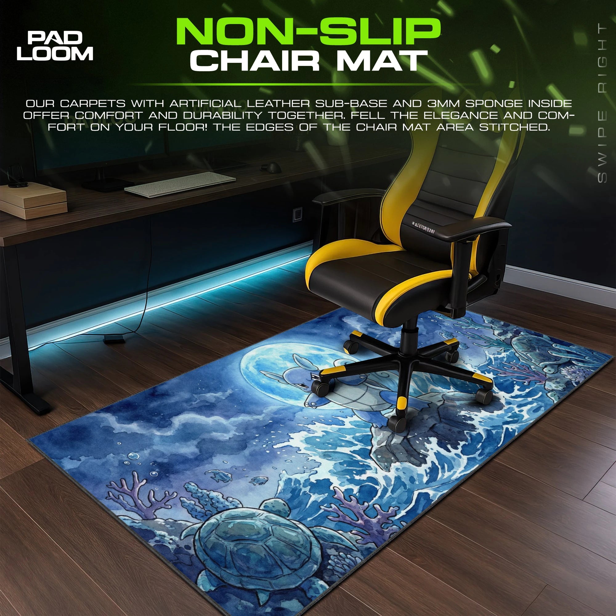 Wartortle Moonlit Surf Mouse Pad - Pokemon Desk Mat