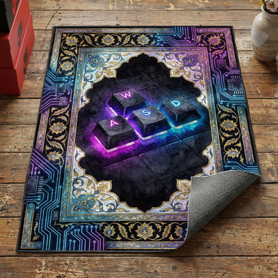 WASD Neon Keys Rug — PC Gamer Gaming Rug