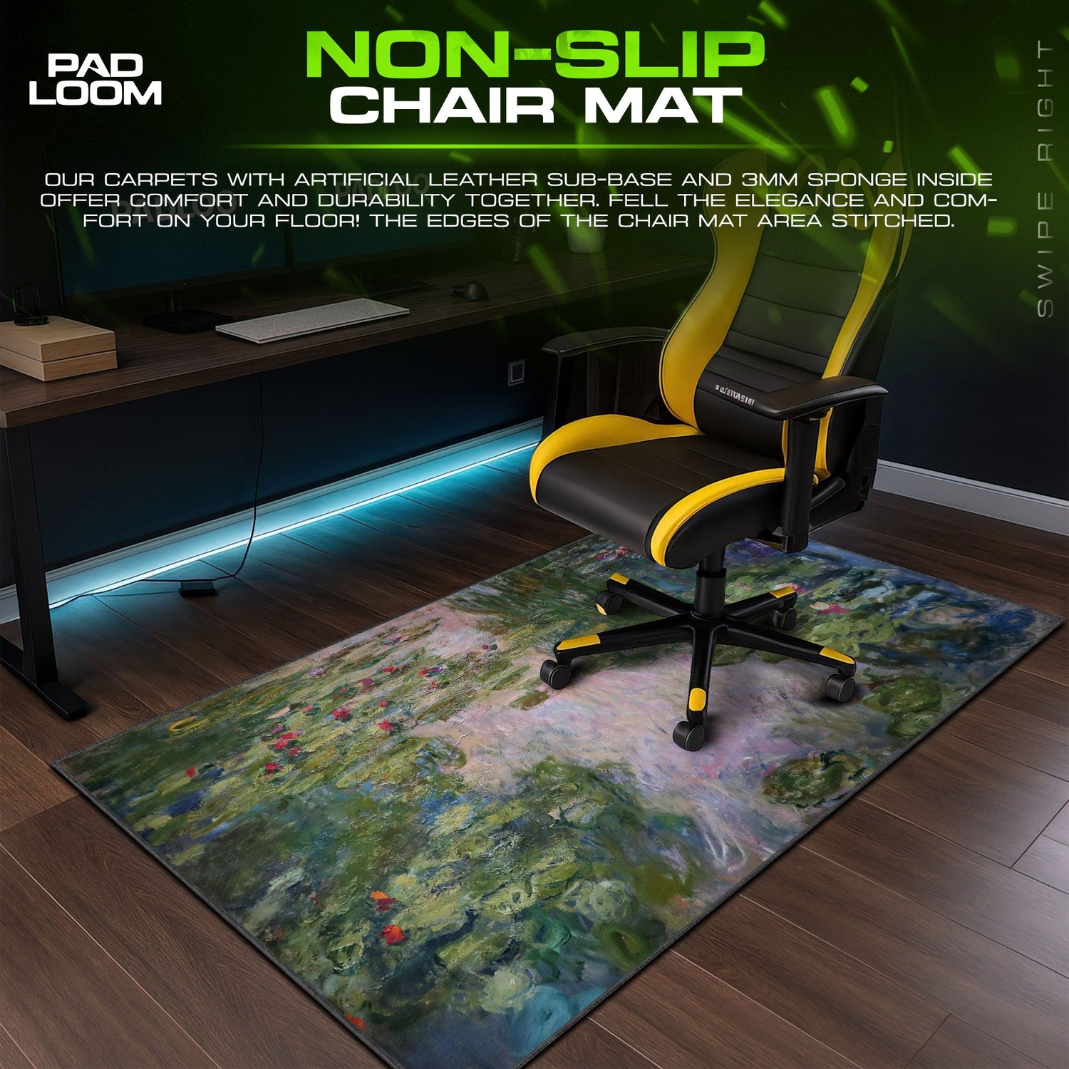 Water Lilies Mouse Pad, Monet Impressionist Gaming Desk Mat Padloom