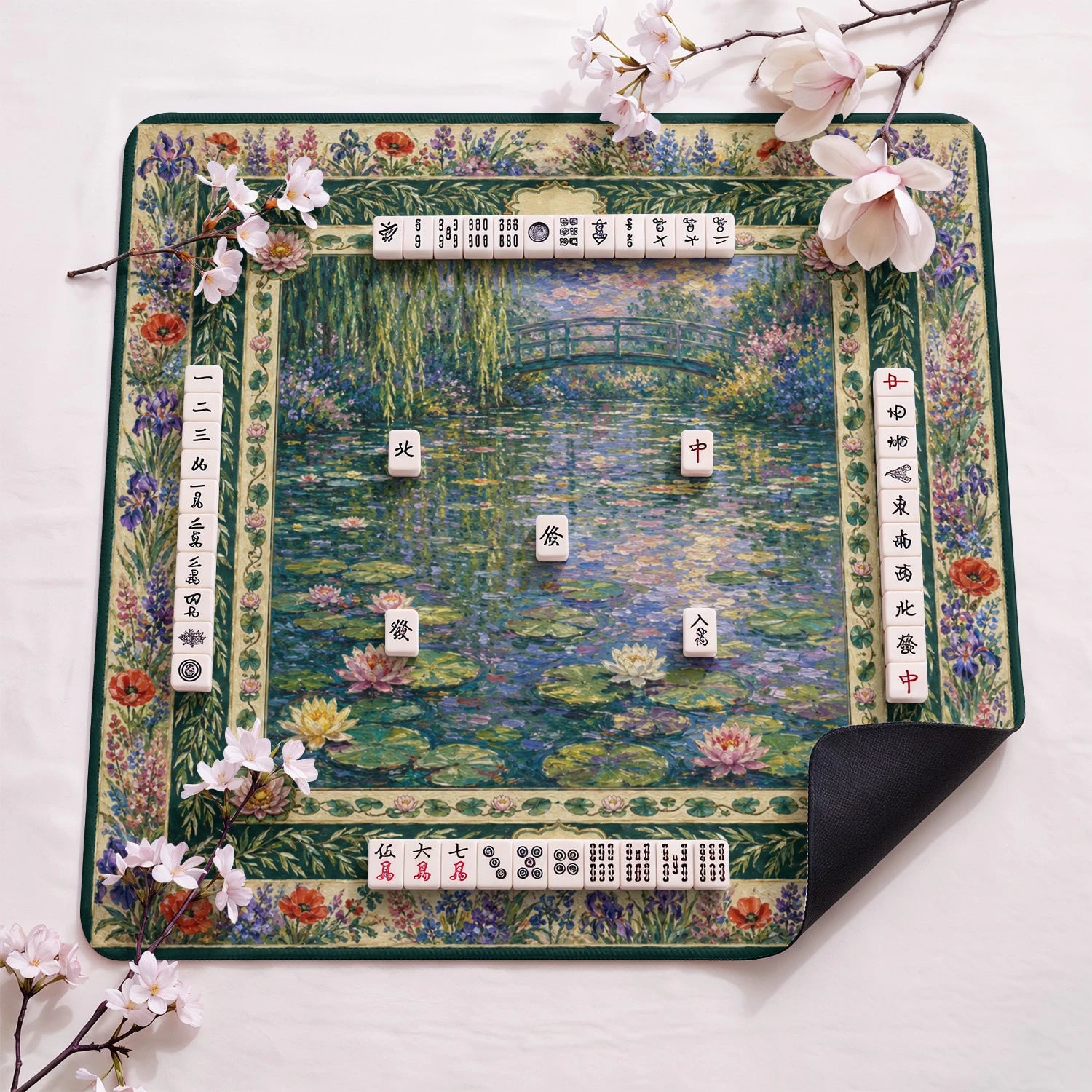Water Lily Pond Mahjong Mat - Mah Jongg Mat