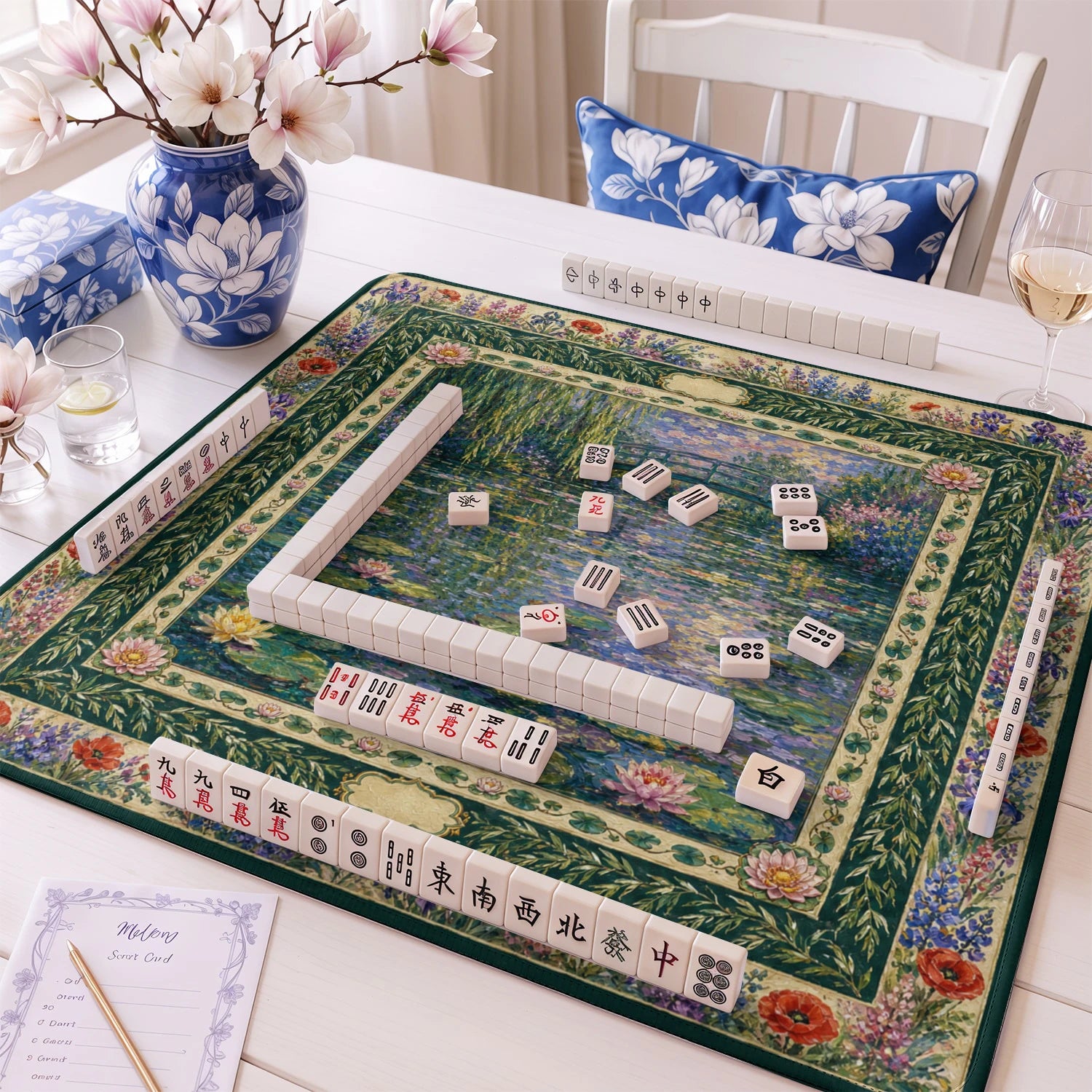 Water Lily Pond Mahjong Mat - Mah Jongg Mat
