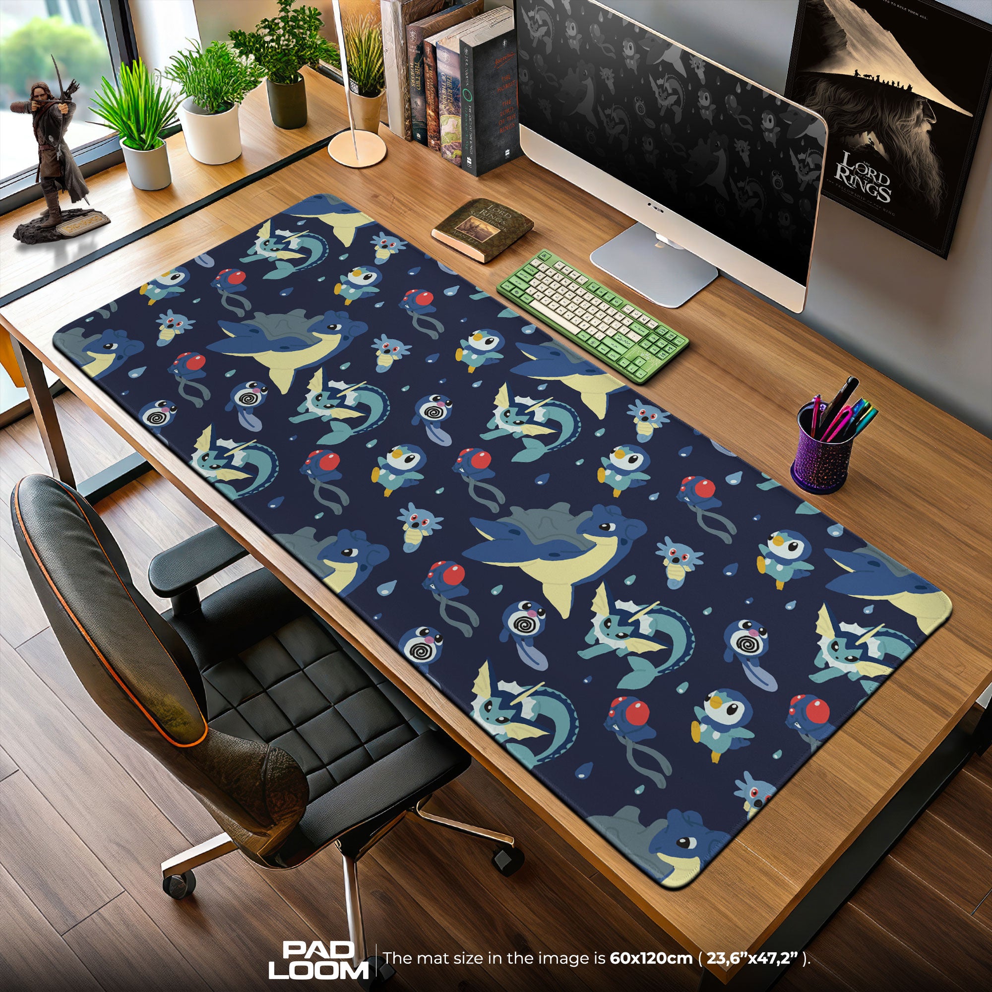 Water-Type Pokémon Mouse Pad, Ocean Pattern Gaming Desk Mat