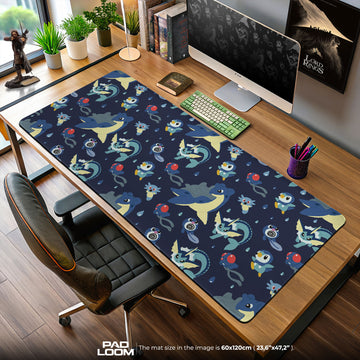 Water-Type Pokémon Mouse Pad, Ocean Pattern Gaming Desk Mat
