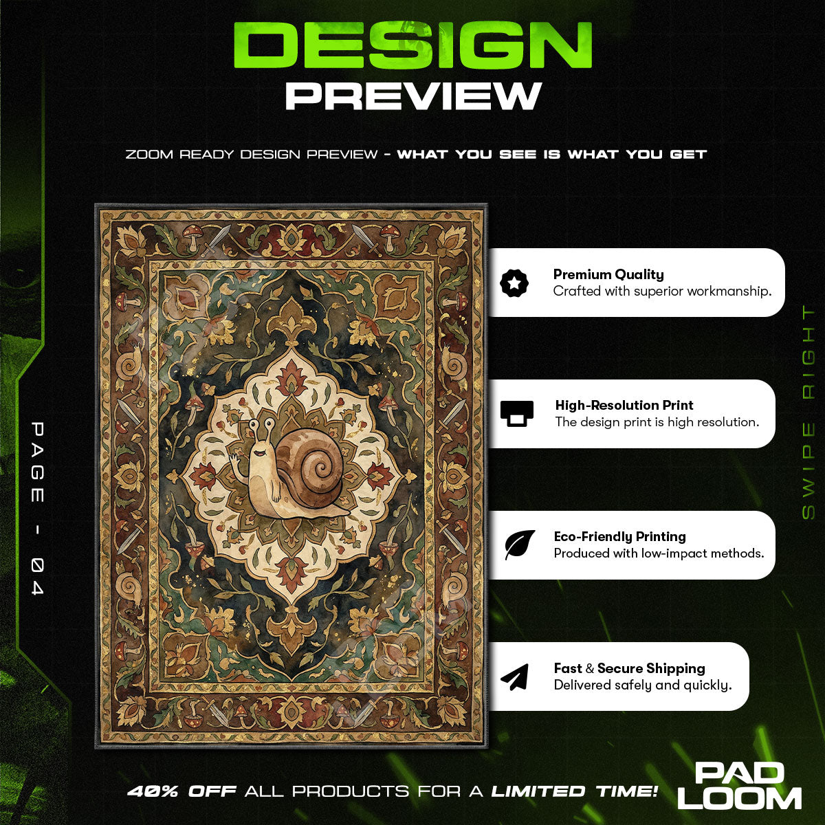 Room character design printed on rug
