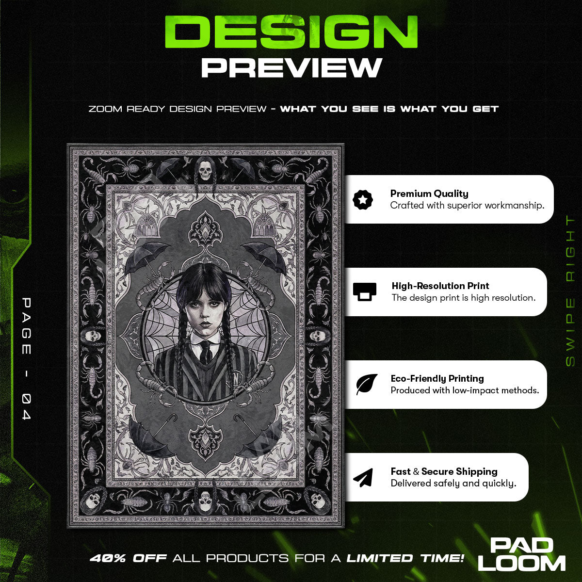Fan character design printed on rug