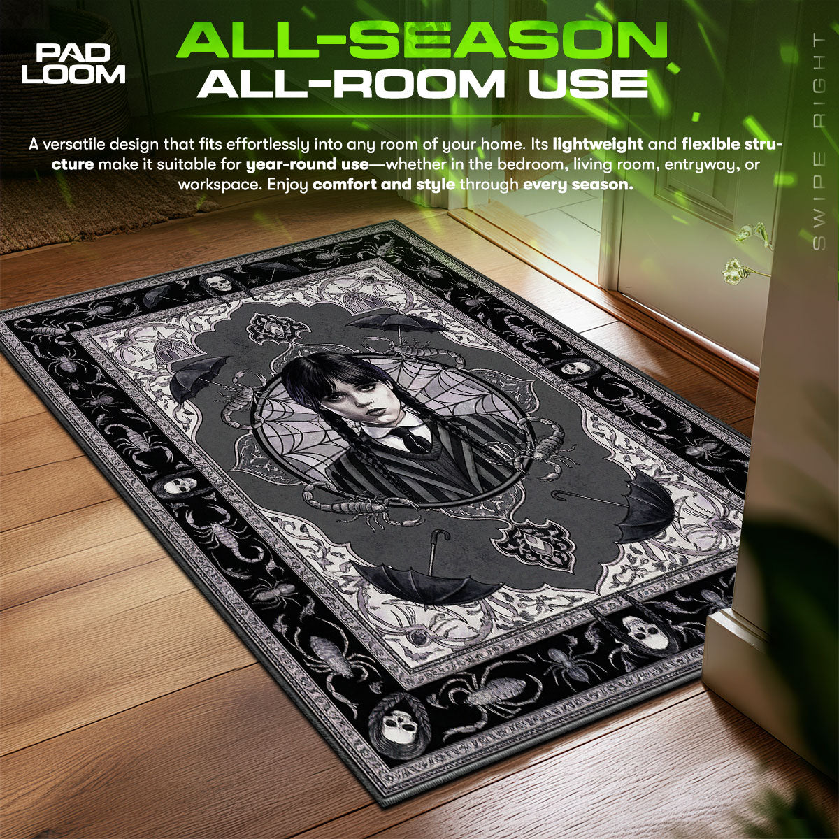 Wednesday Addams Portrait Fan fan rug — premium quality print