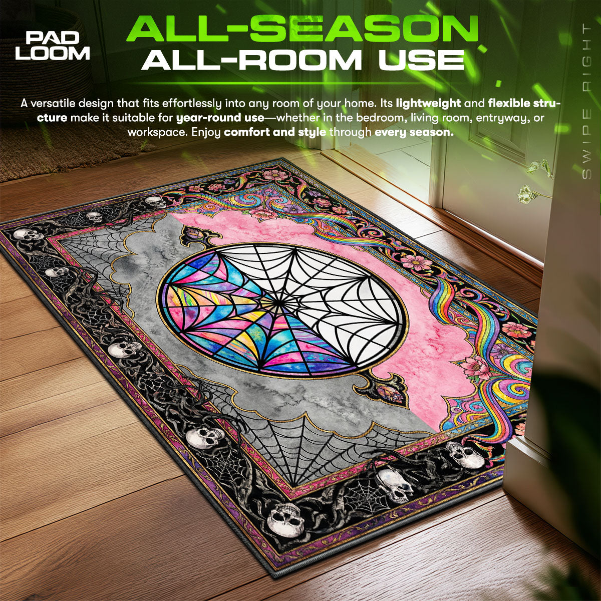 Wednesday Duality Web Fan fan rug — premium quality print