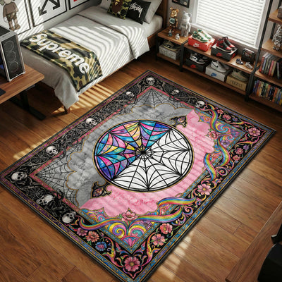 Wednesday Duality Web Rug – Gothic Fan Mat