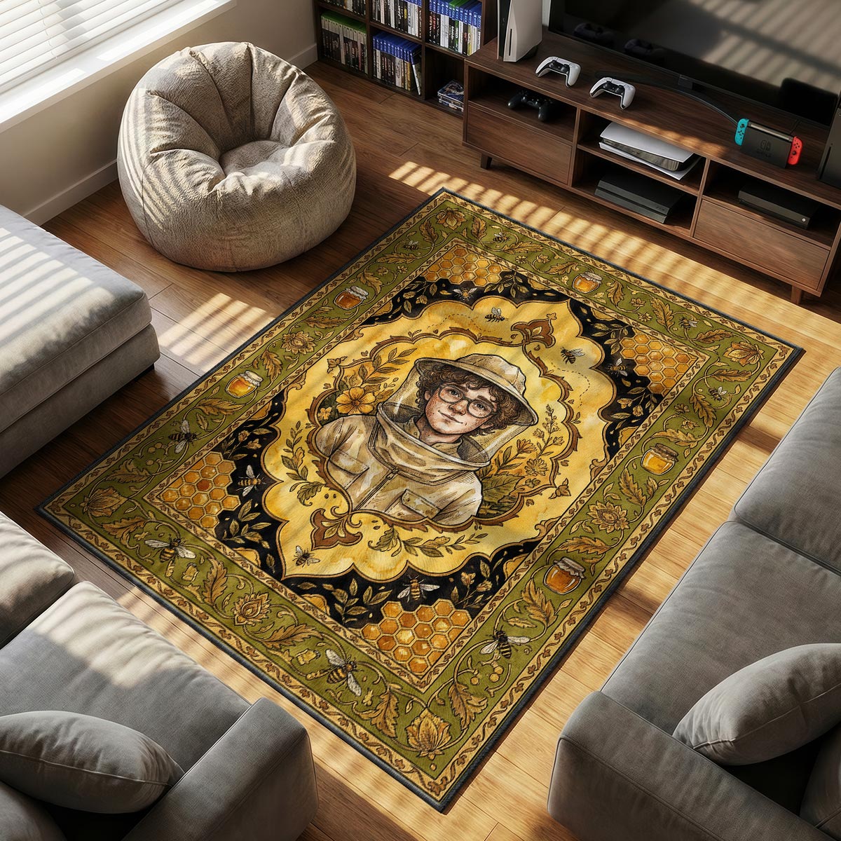 Wednesday Eugene themed area rug for home decor fans